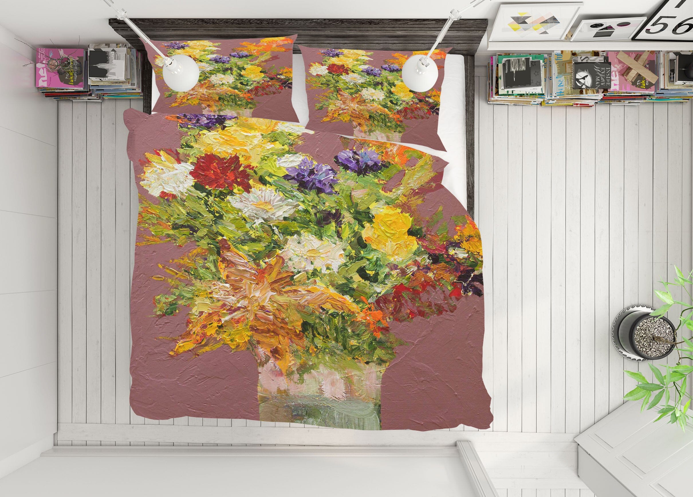 3D Vase Chrysanthemum 1088 Allan P. Friedlander Bedding Bed Pillowcases Quilt Quiet Covers AJ Creativity Home 