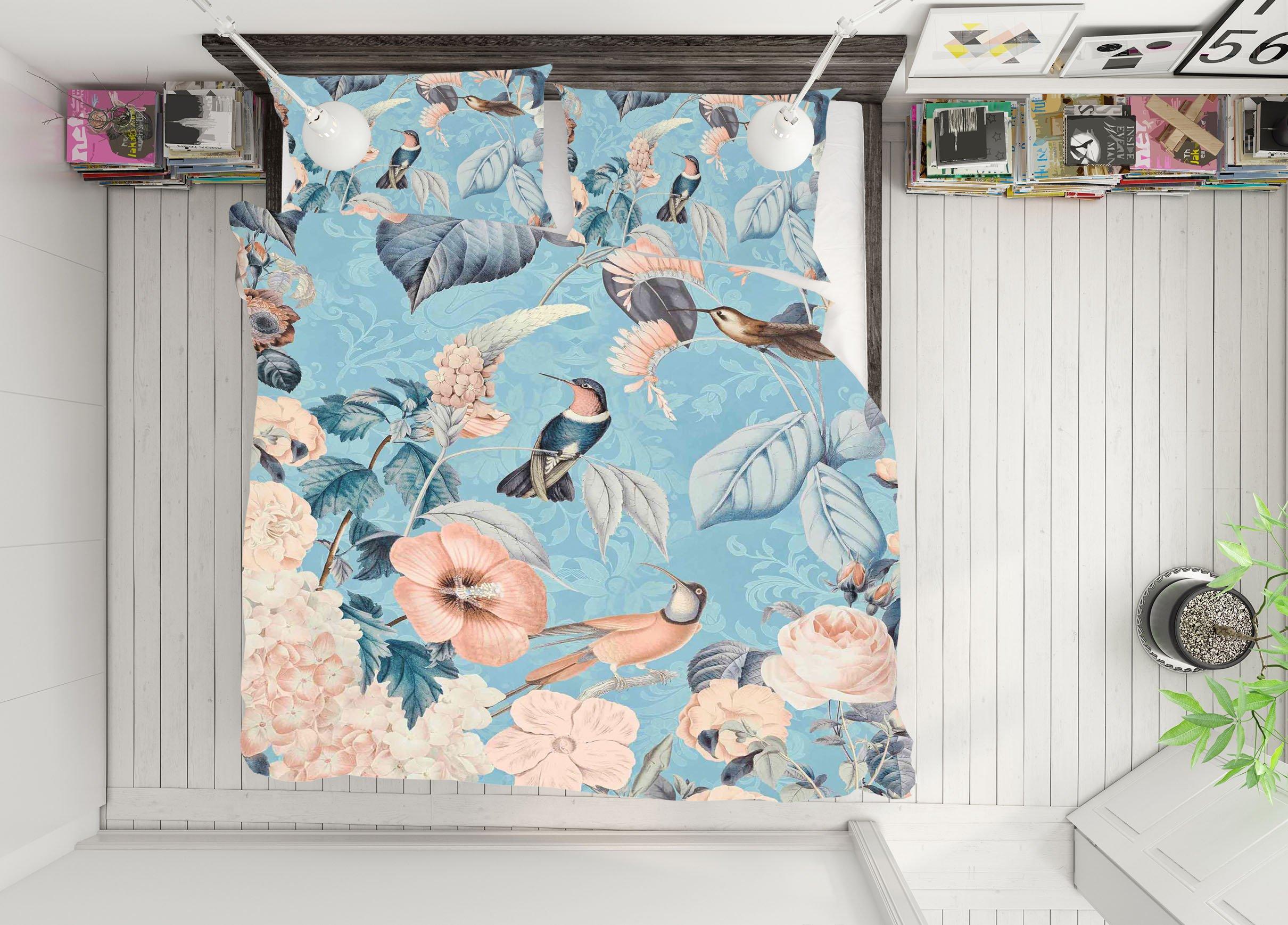 3D Bird Flowers 2122 Andrea haase Bedding Bed Pillowcases Quilt Quiet Covers AJ Creativity Home 