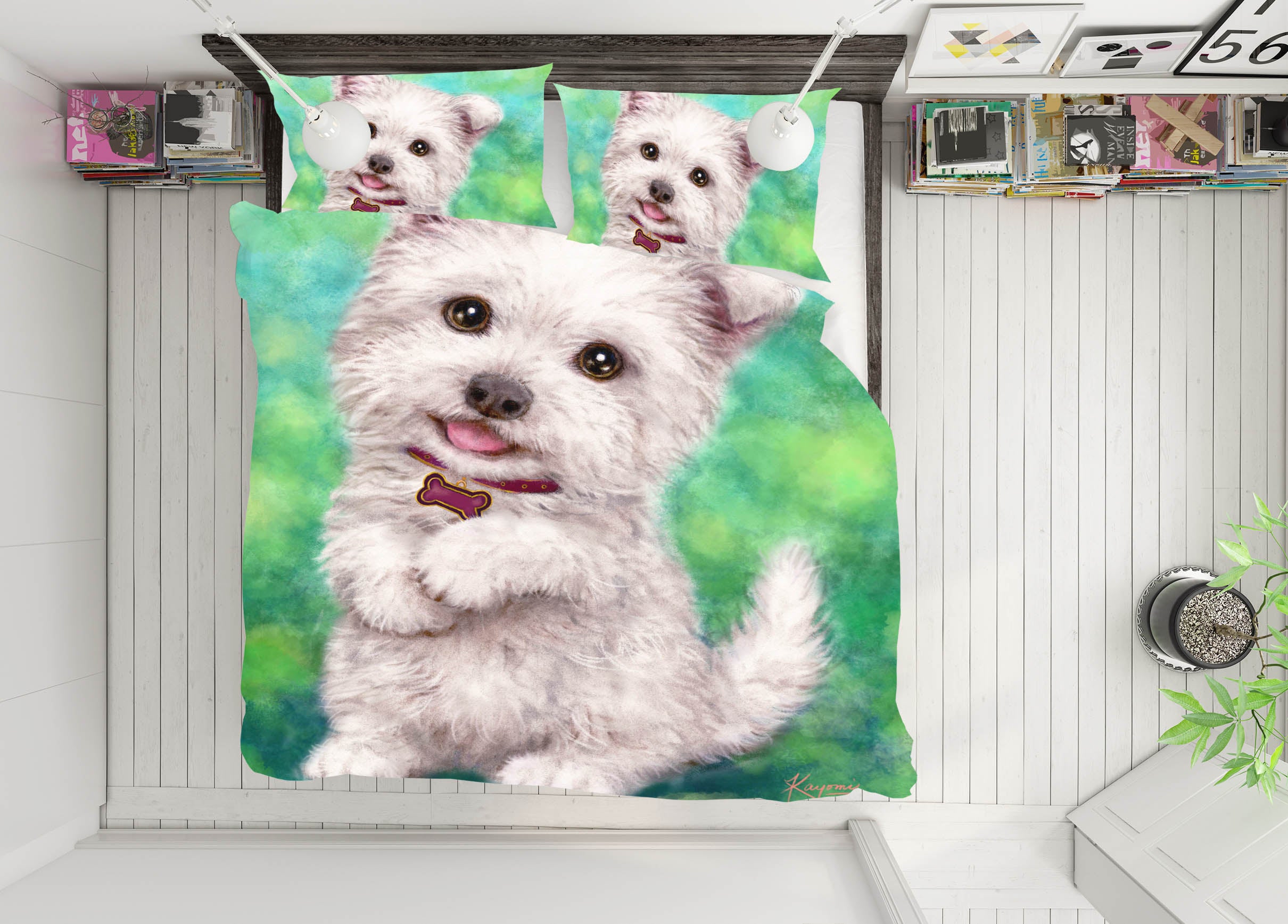 3D White Puppy 5875 Kayomi Harai Bedding Bed Pillowcases Quilt Cover Duvet Cover