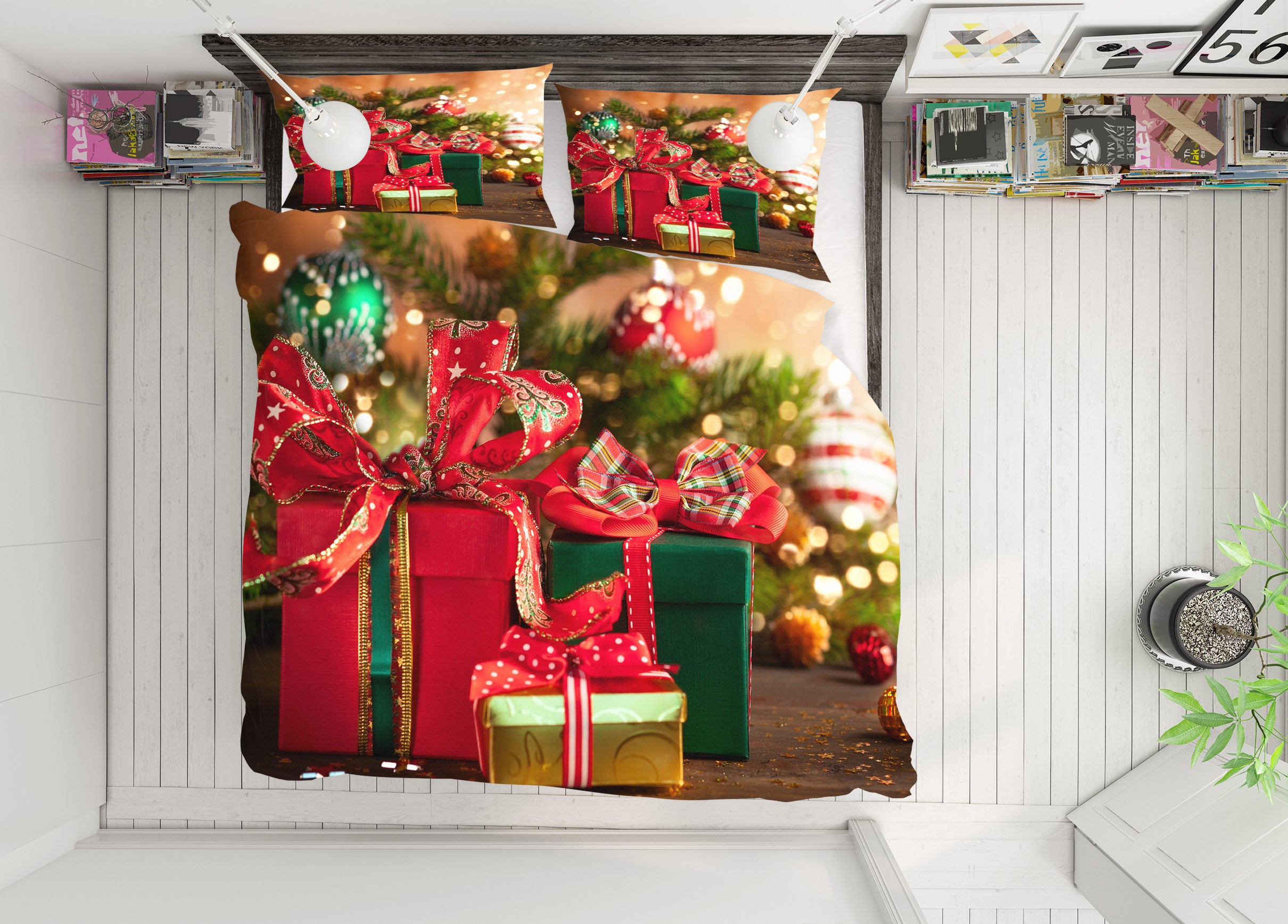 3D Gift Box 51037 Christmas Quilt Duvet Cover Xmas Bed Pillowcases