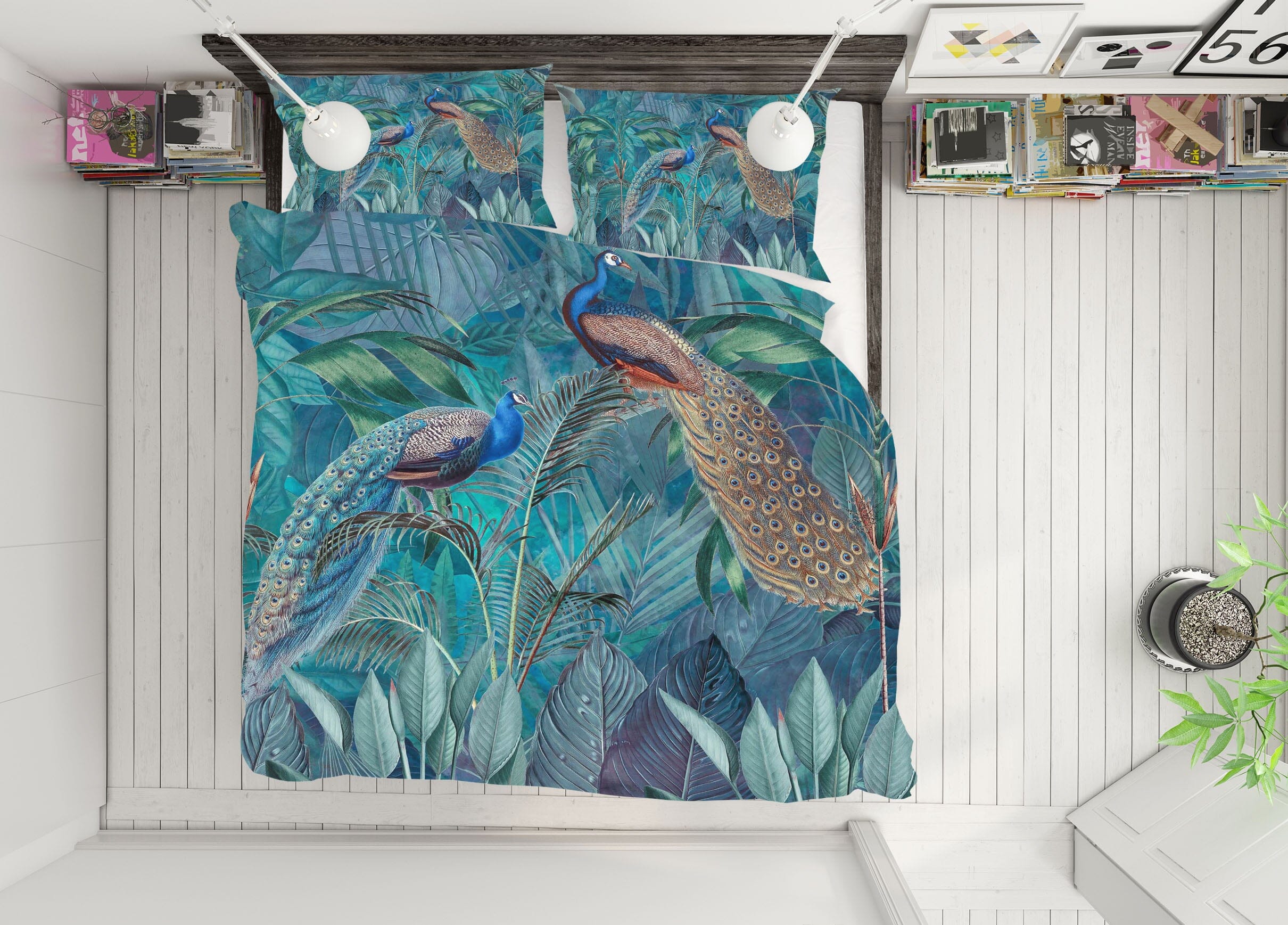 3D Peacock Playing 116 Andrea haase Bedding Bed Pillowcases Quilt Quiet Covers AJ Creativity Home 