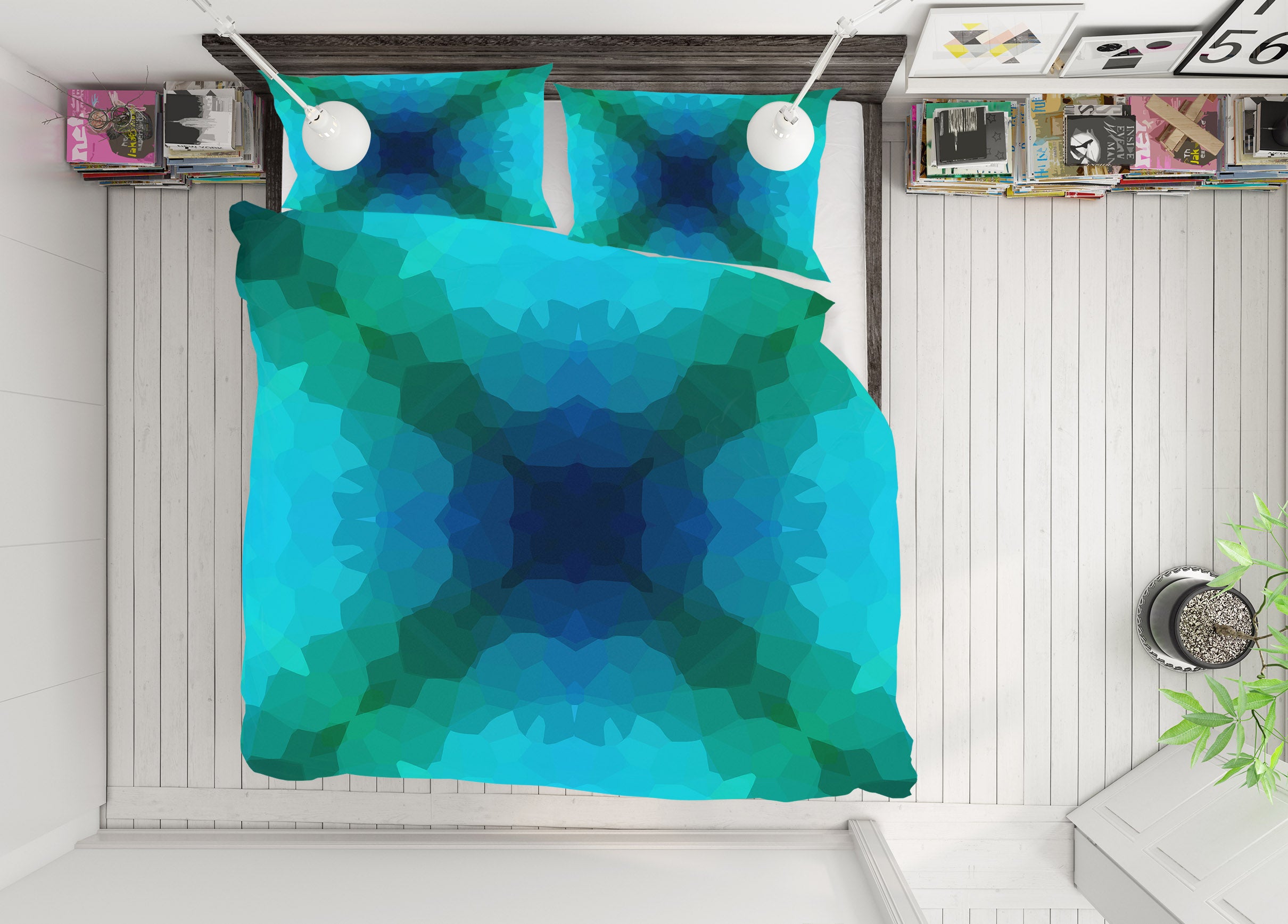 3D Shades Of Blue Green 70020 Shandra Smith Bedding Bed Pillowcases Quilt