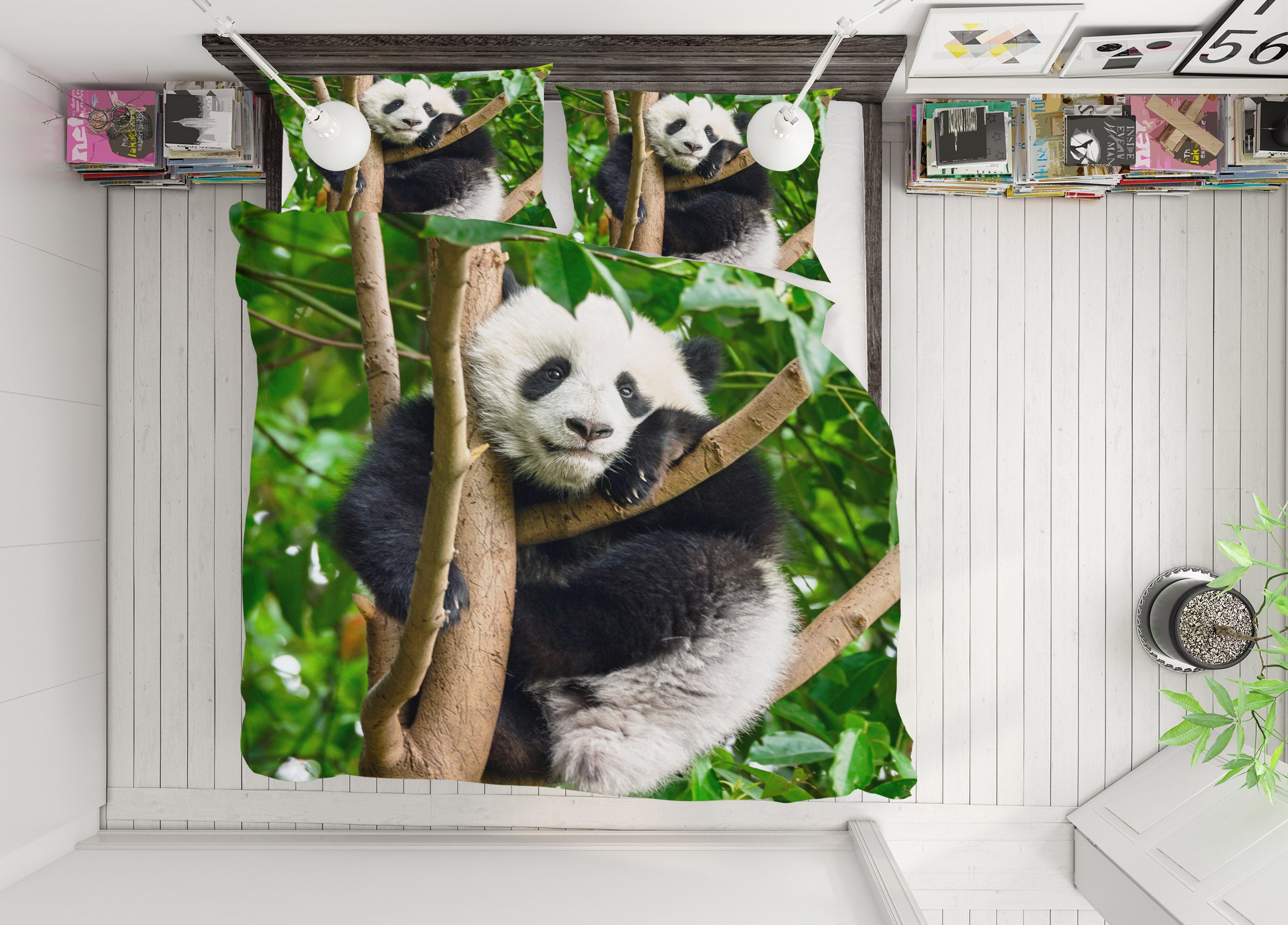 3D Panda Tree 63168 Bed Pillowcases Quilt