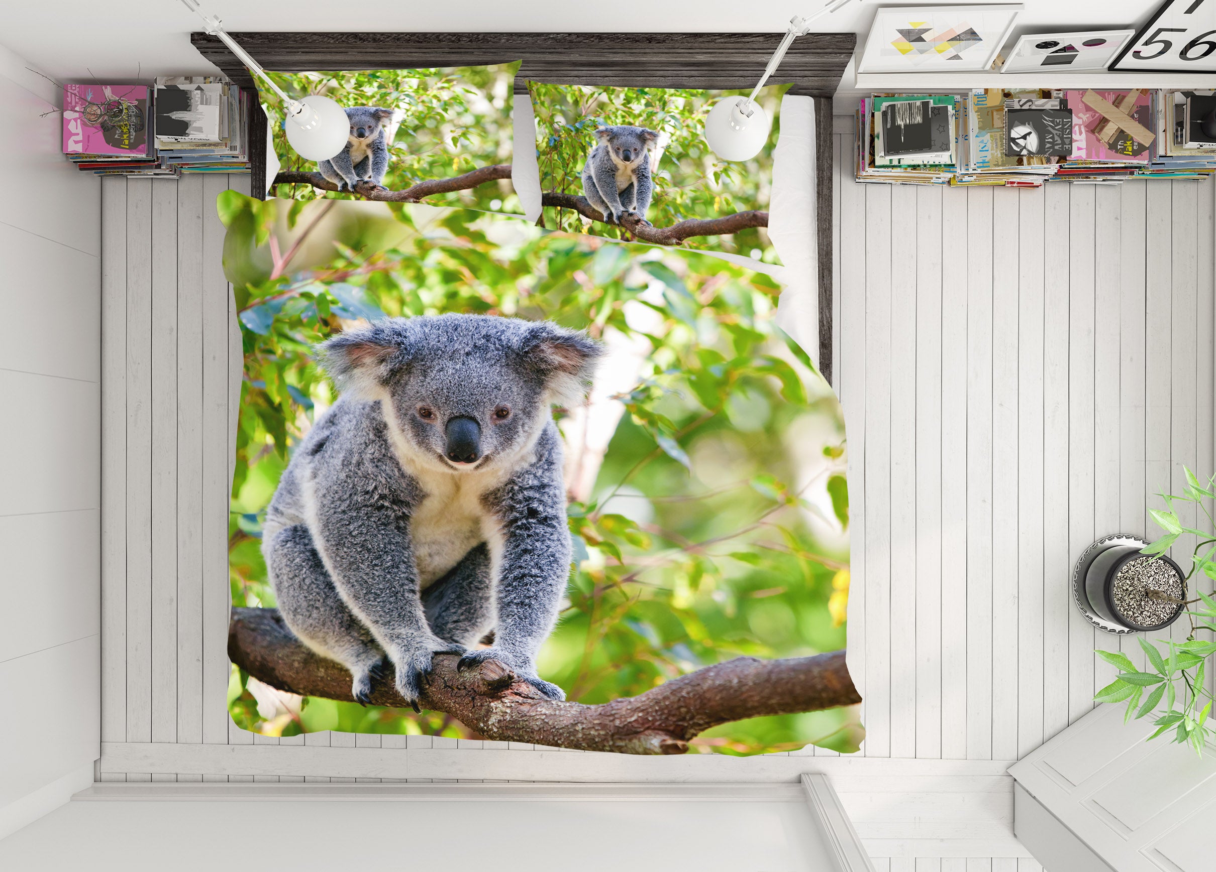 3D Koala Branches 21043 Bed Pillowcases Quilt