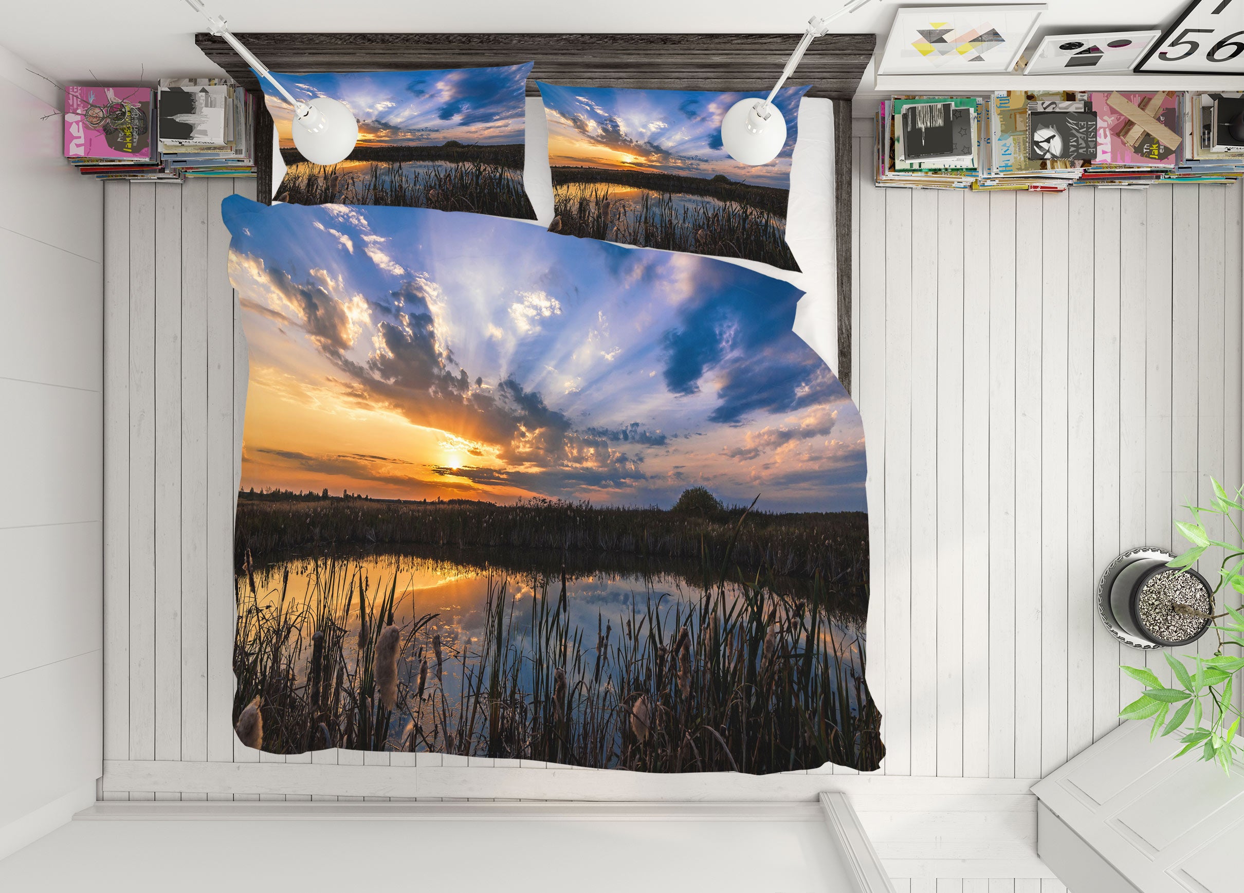 3D Sky Lake 59147 Bed Pillowcases Quilt
