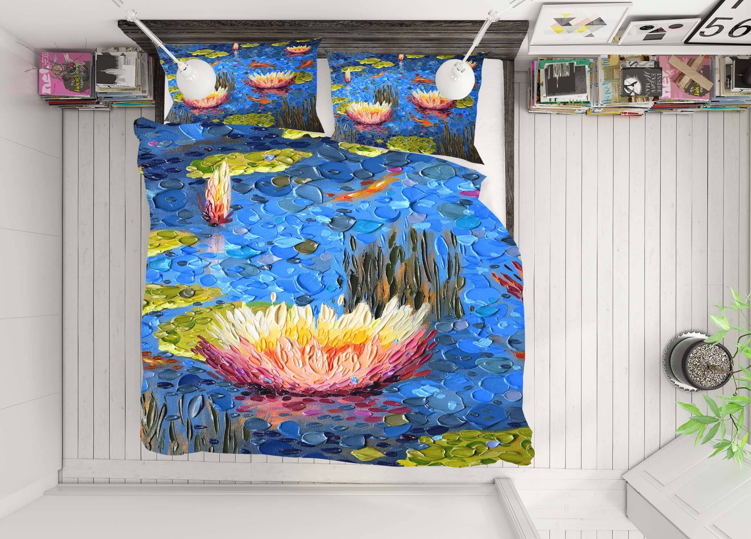 3D Lotus Pond 2109 Dena Tollefson bedding Bed Pillowcases Quilt Quiet Covers AJ Creativity Home 