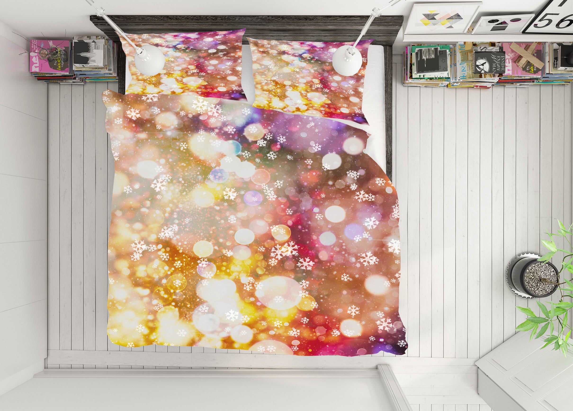3D Snowflake Aperture 51009 Christmas Quilt Duvet Cover Xmas Bed Pillowcases