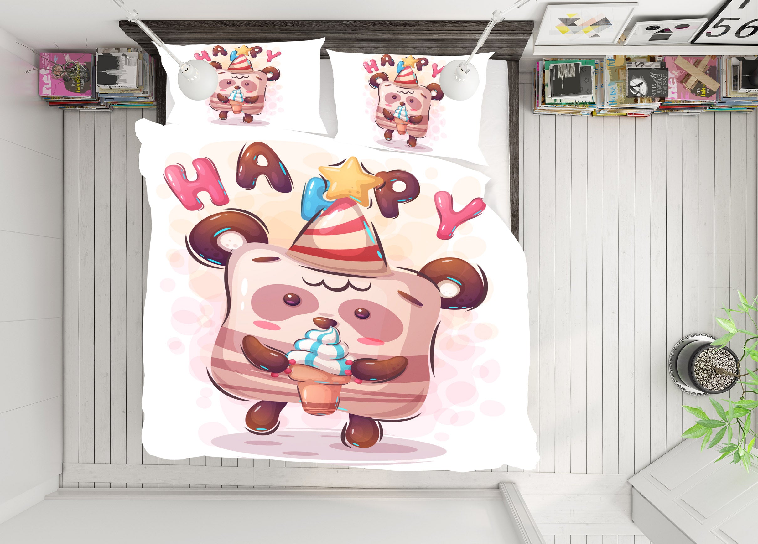 3D Happy Panda 61019 Bed Pillowcases Quilt