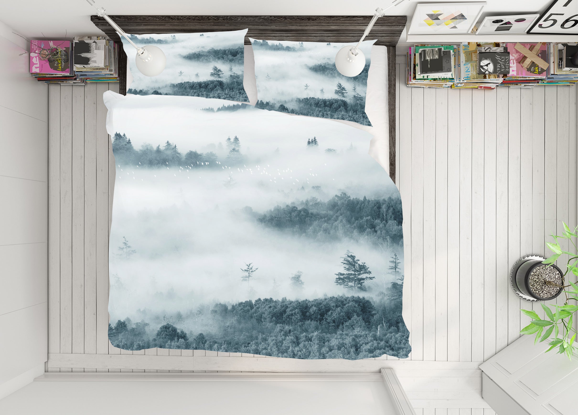 3D Forest Fog 12025 Bed Pillowcases Quilt