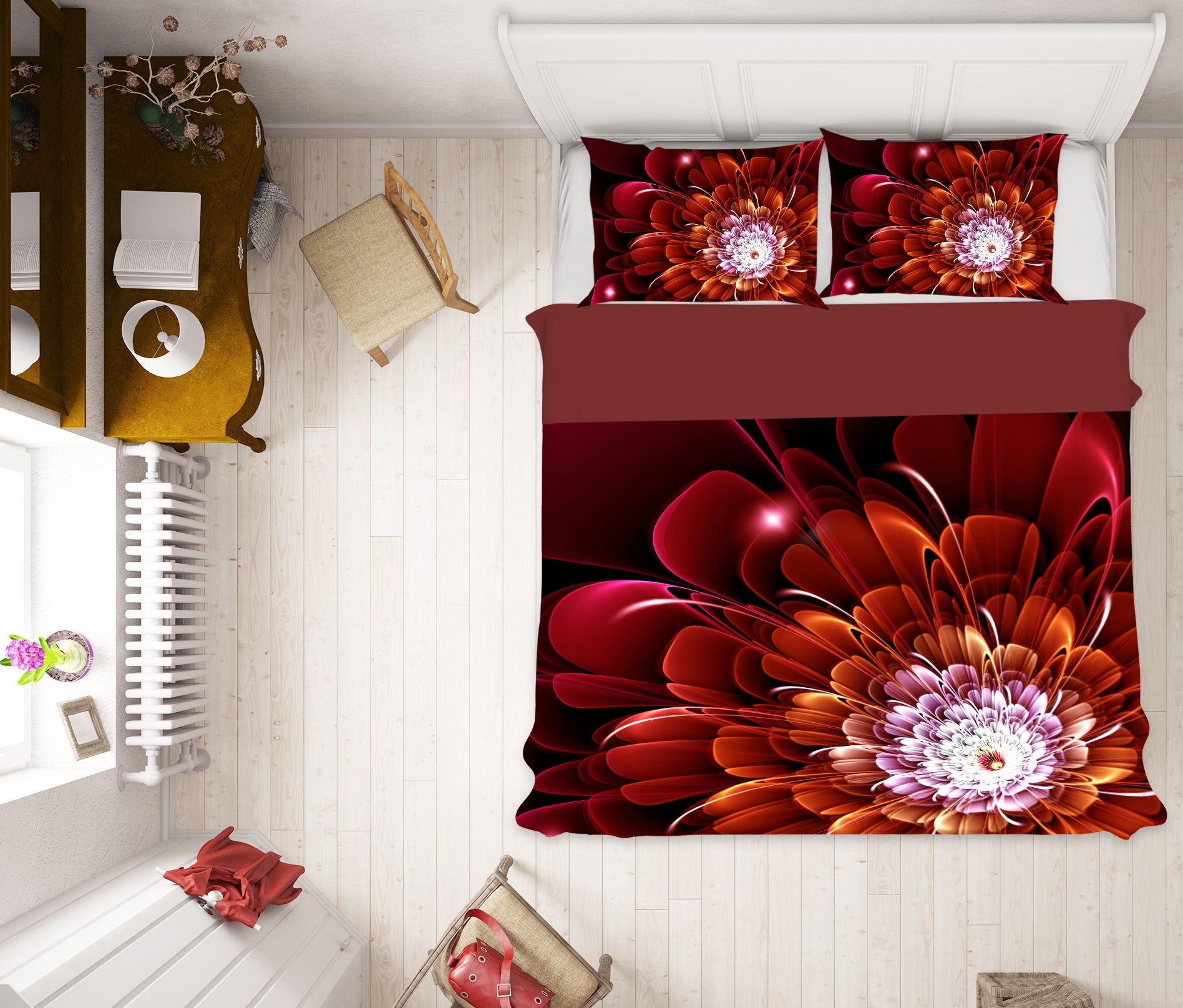 3D Red Flowers 12192 Bed Pillowcases Quilt