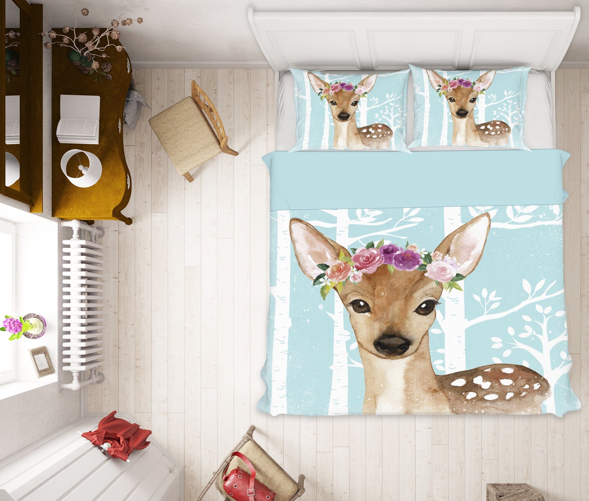 3D Sika Deer Flower 252 Uta Naumann Bedding Bed Pillowcases Quilt Quiet Covers AJ Creativity Home 