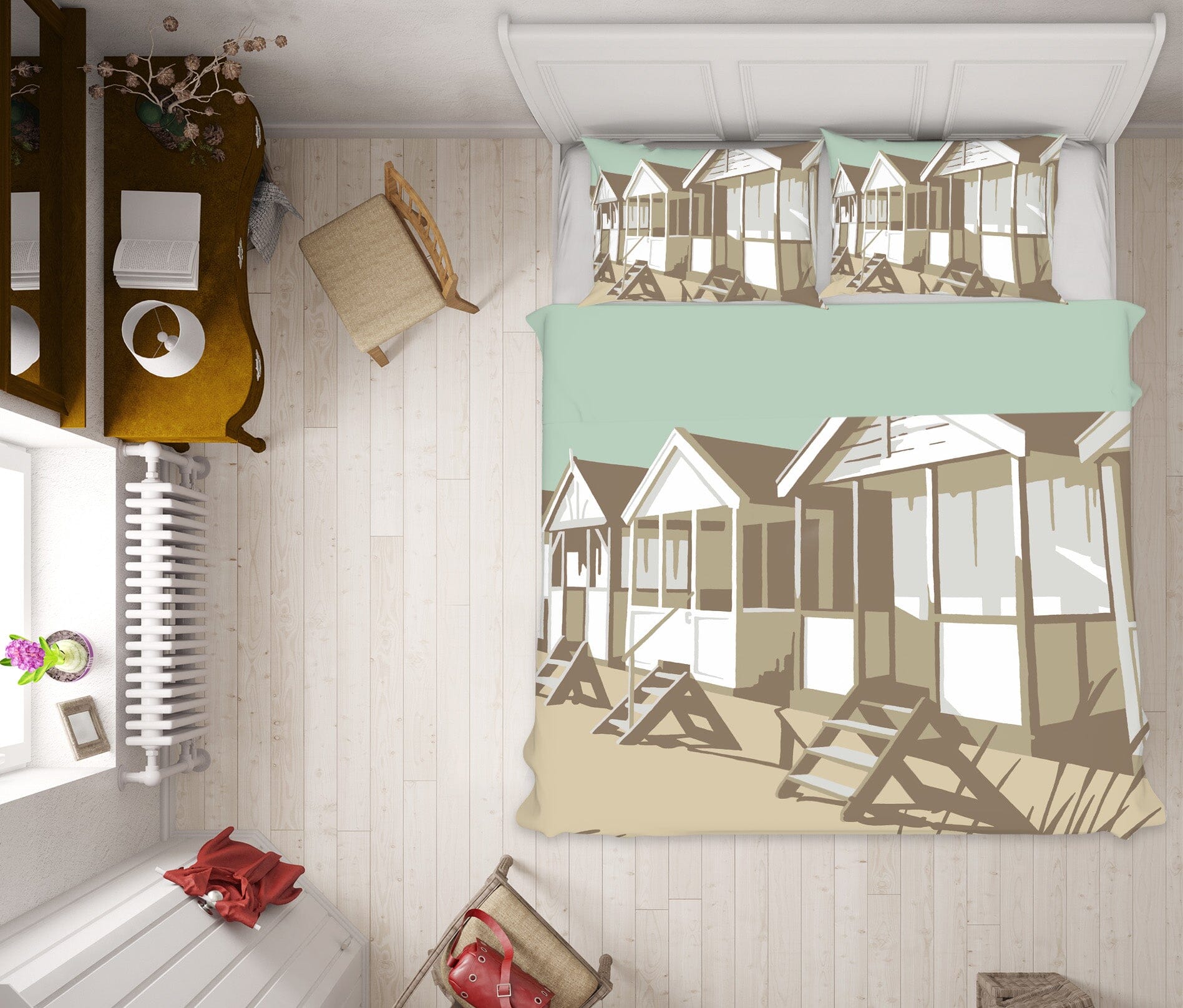 3D Southwold Huts 2062 Steve Read Bedding Bed Pillowcases Quilt Quiet Covers AJ Creativity Home 