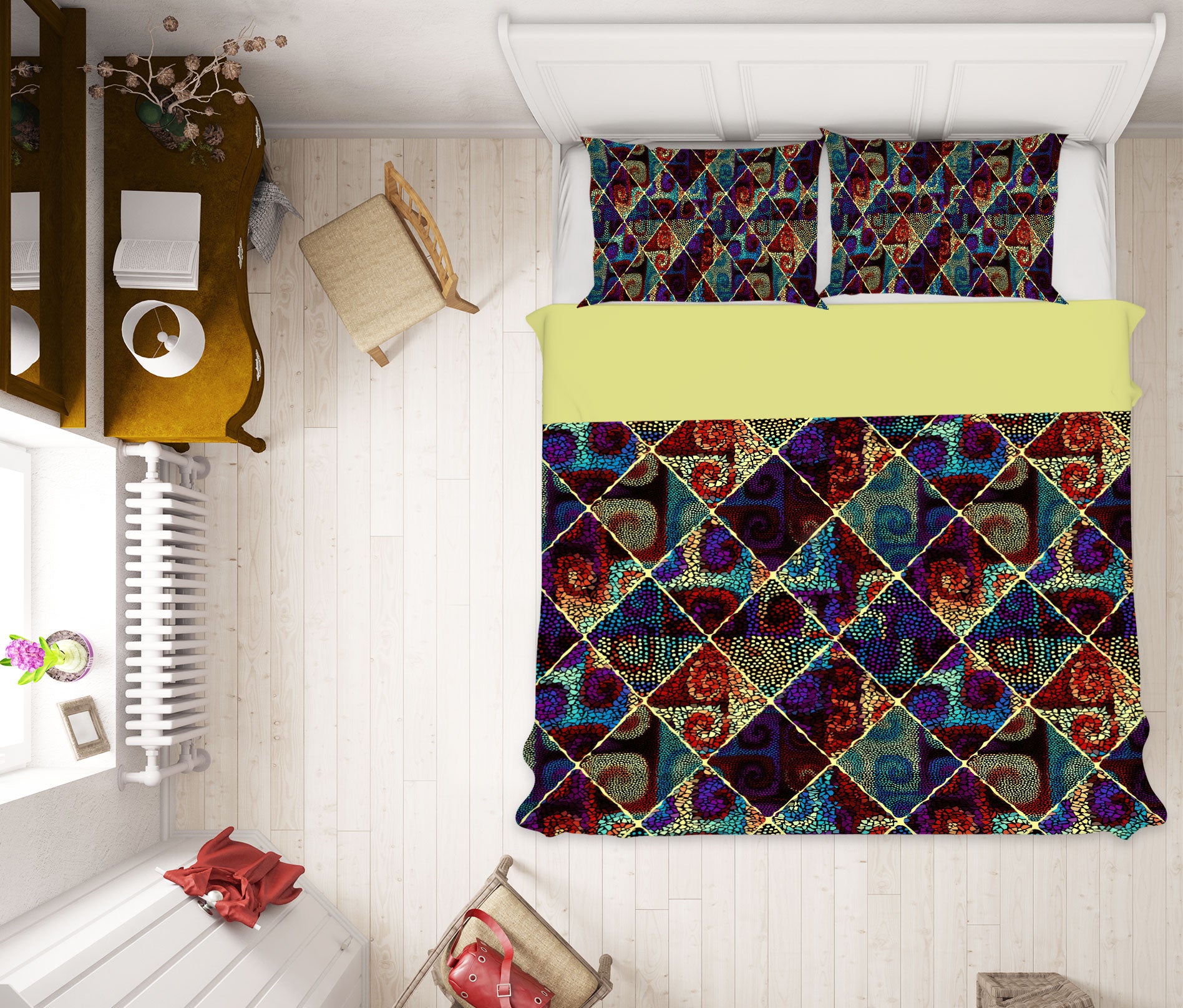 3D Square Pattern 14072 Bed Pillowcases Quilt