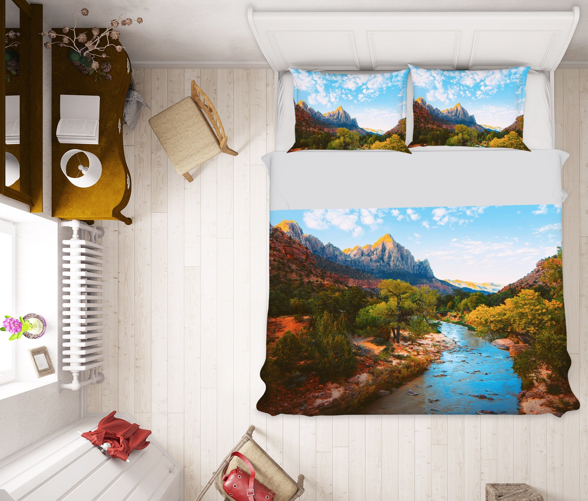 3D Mountain River 16065 Bed Pillowcases Quilt