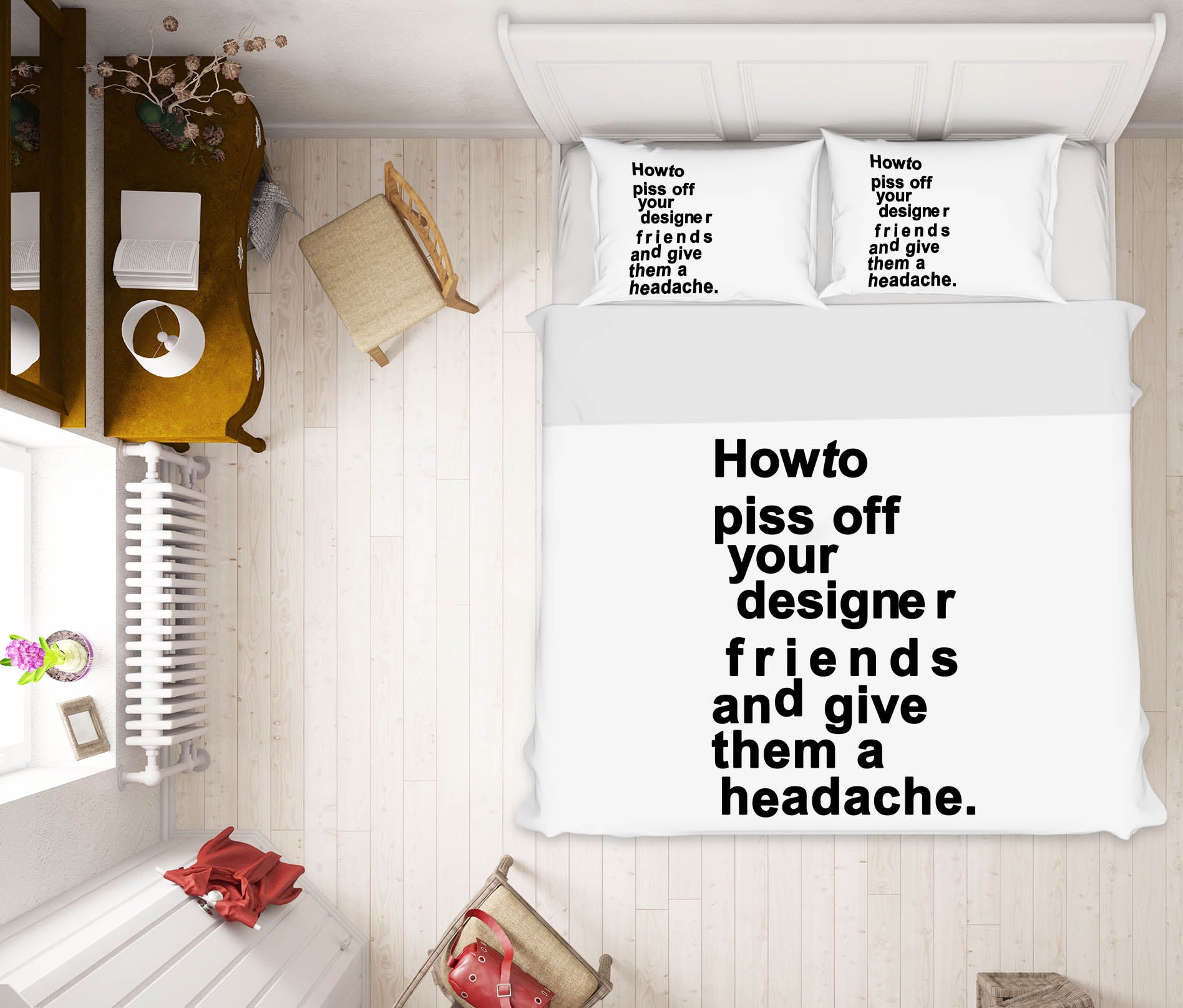 3D Black Words 222 Boris Draschoff Bedding Bed Pillowcases Quilt