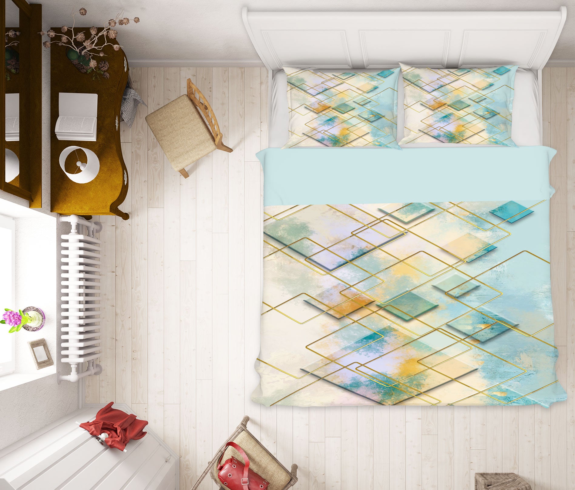 3D Light Blue Diamond 59092 Bed Pillowcases Quilt