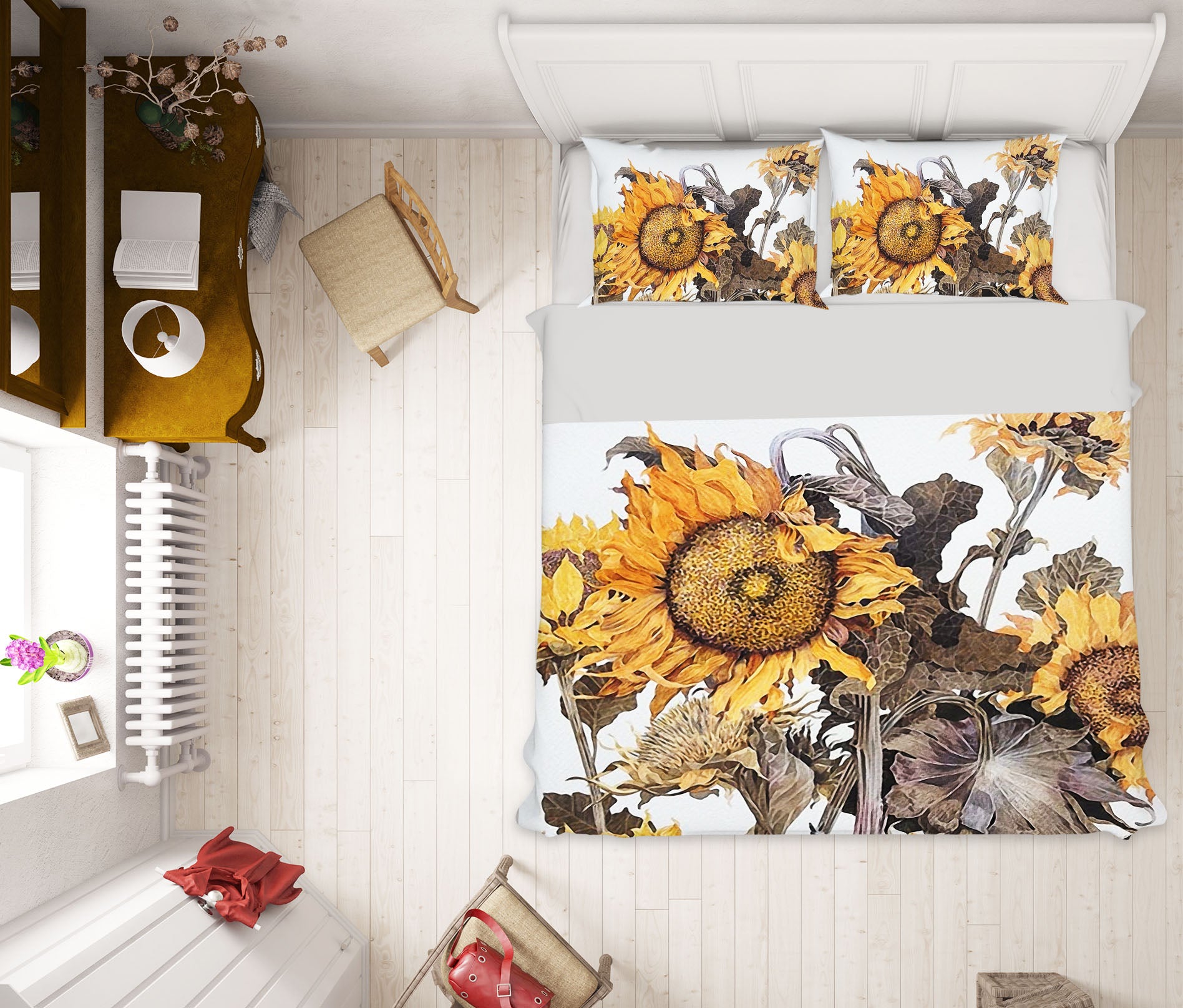 3D Sunflower 12139 Bed Pillowcases Quilt