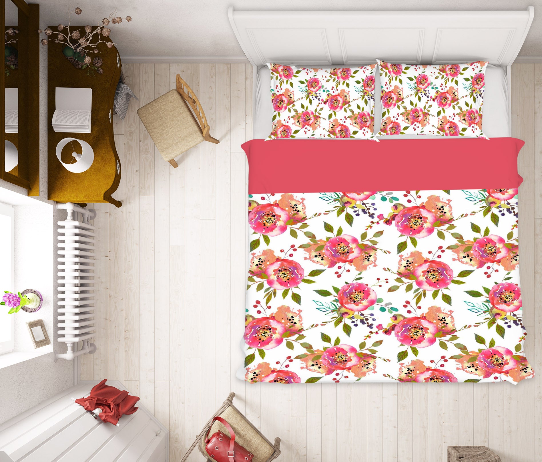 3D Pink Red Flowers 18186 Uta Naumann Bedding Bed Pillowcases Quilt