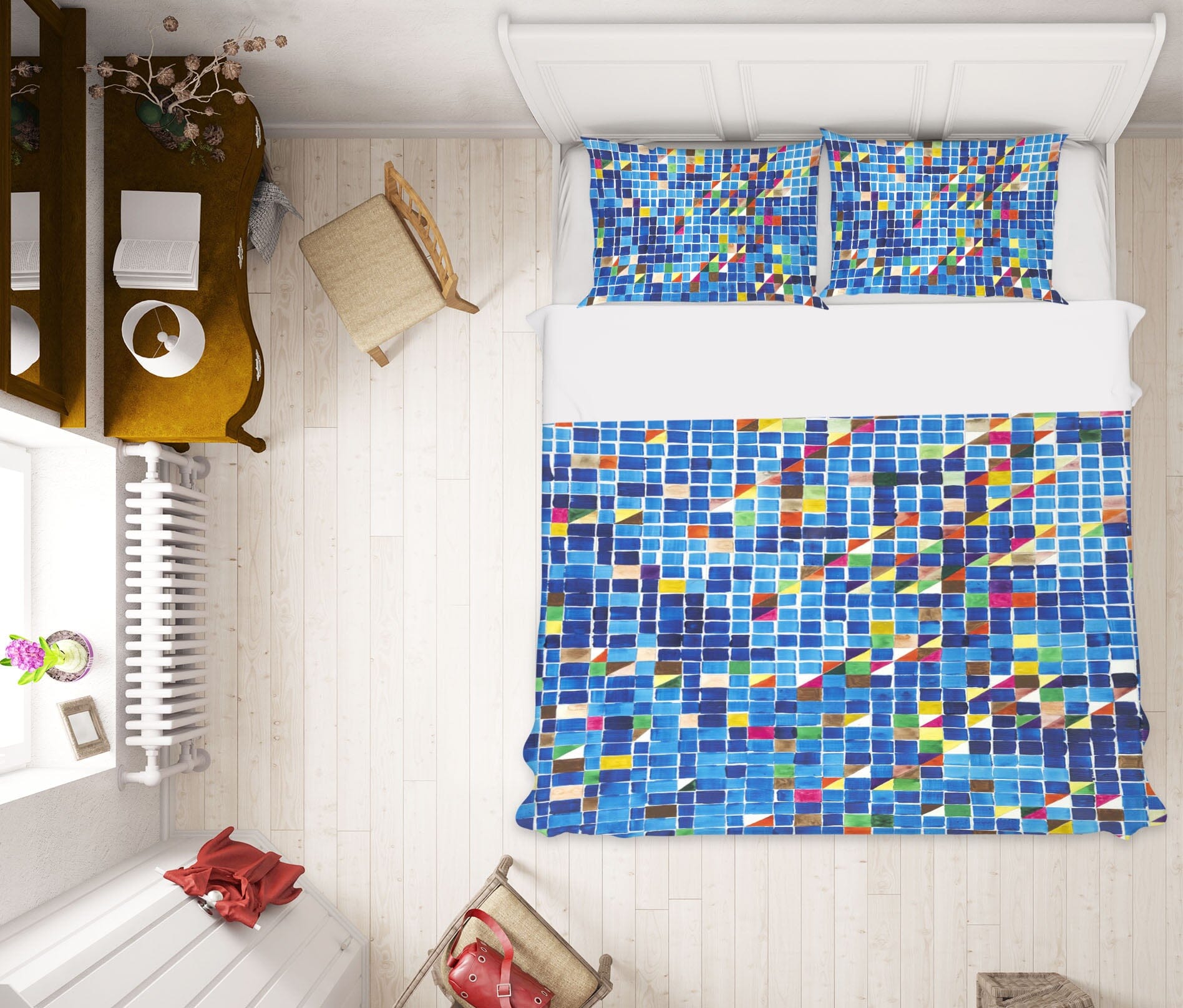 3D Blue Square 1157 Allan P. Friedlander Bedding Bed Pillowcases Quilt Quiet Covers AJ Creativity Home 