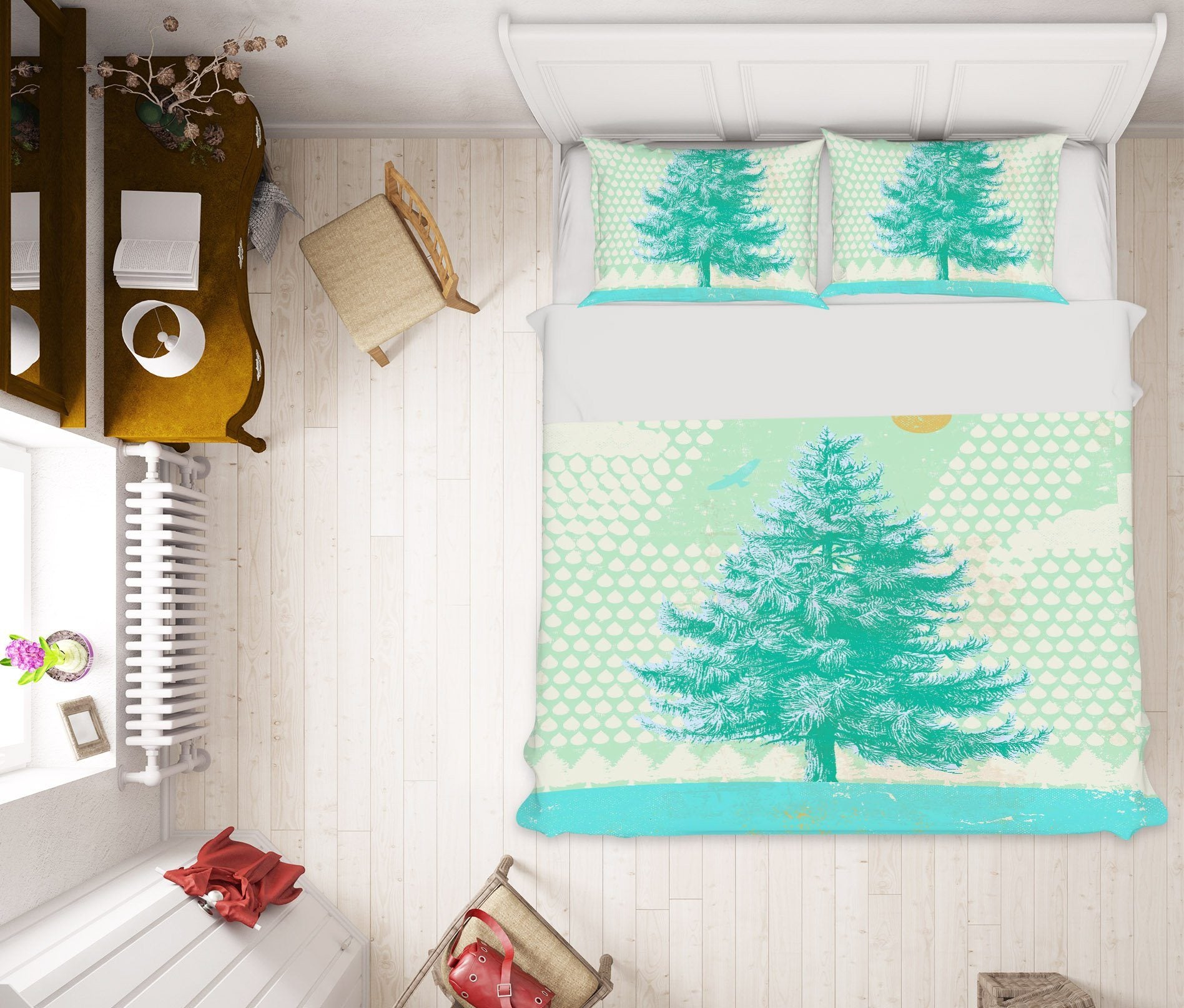 3D Blue Fir Tree 2116 Showdeer Bedding Bed Pillowcases Quilt Quiet Covers AJ Creativity Home 