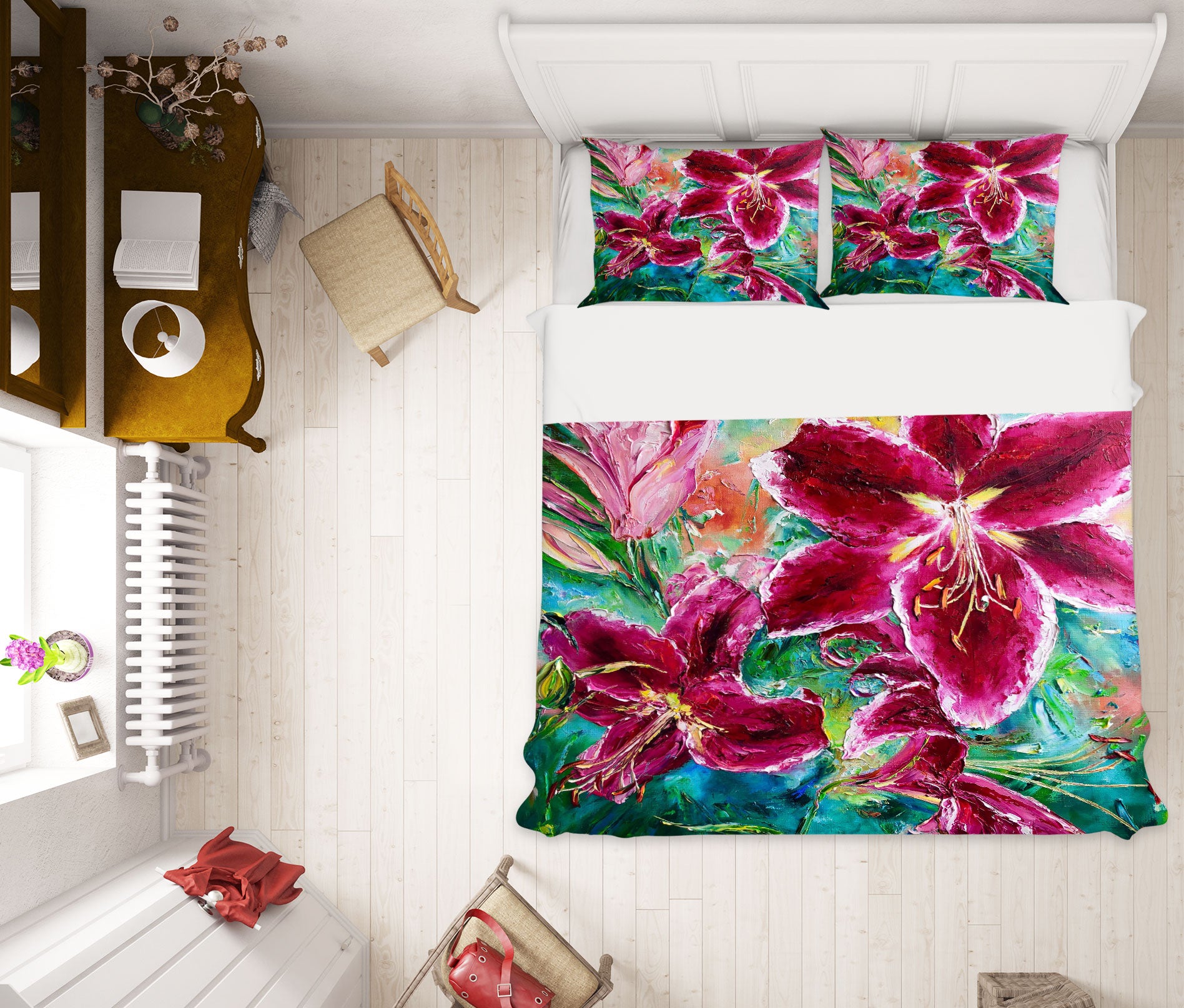 3D Rose Red Lily 497 Skromova Marina Bedding Bed Pillowcases Quilt