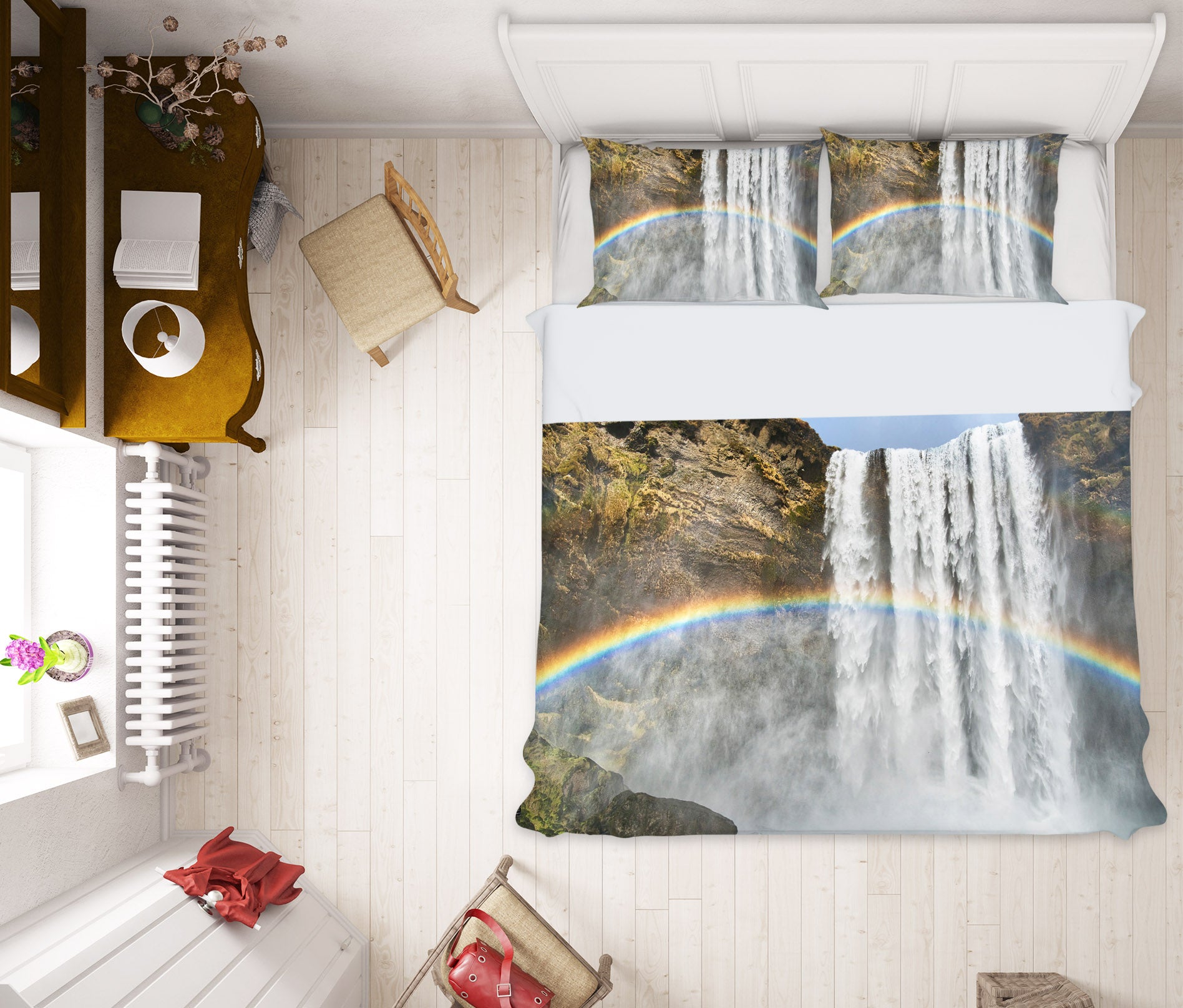 3D Waterfall Rainbow 140 Marco Carmassi Bedding Bed Pillowcases Quilt