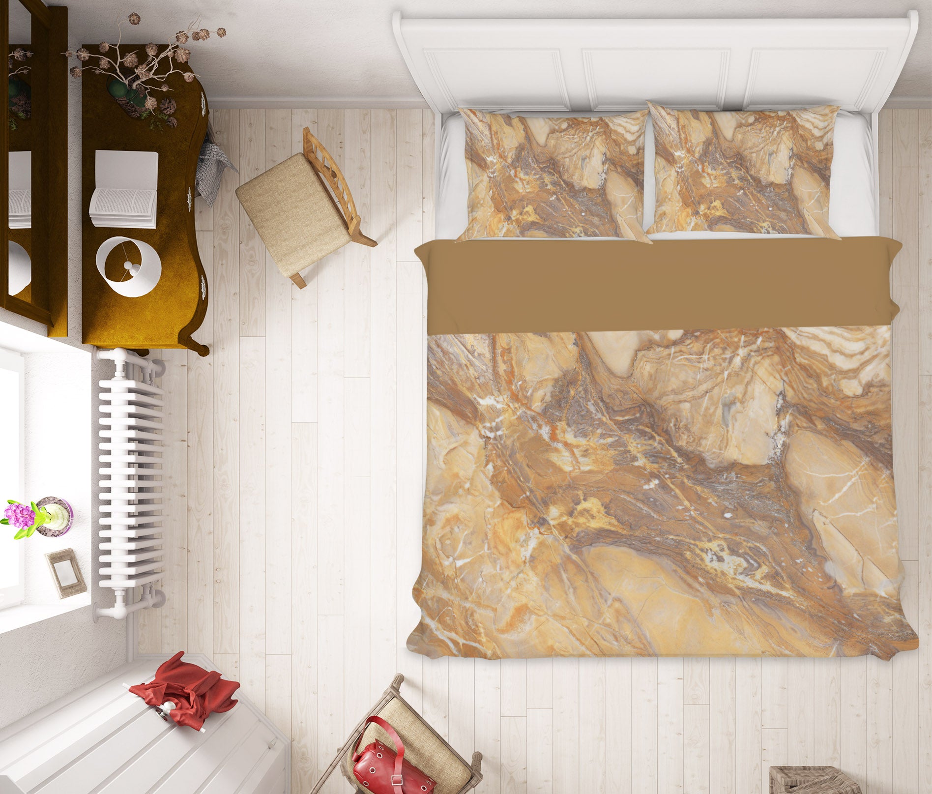 3D Yellow Marble Pattern 16006 Bed Pillowcases Quilt