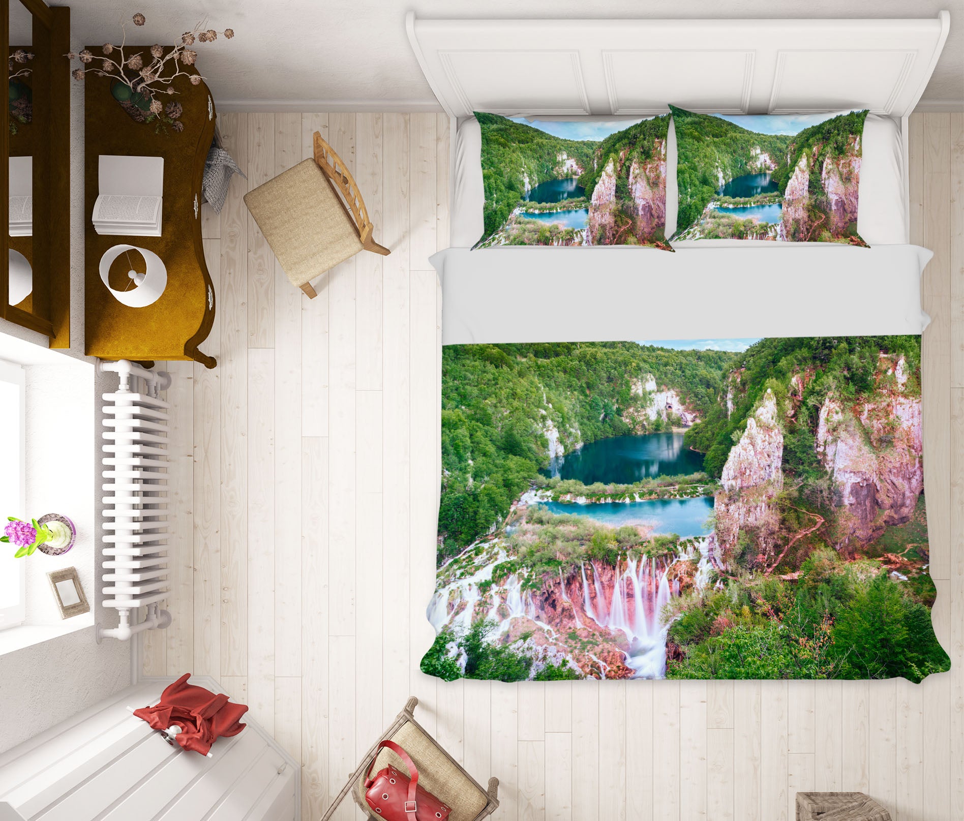 3D Mountain Waterfall 16050 Bed Pillowcases Quilt