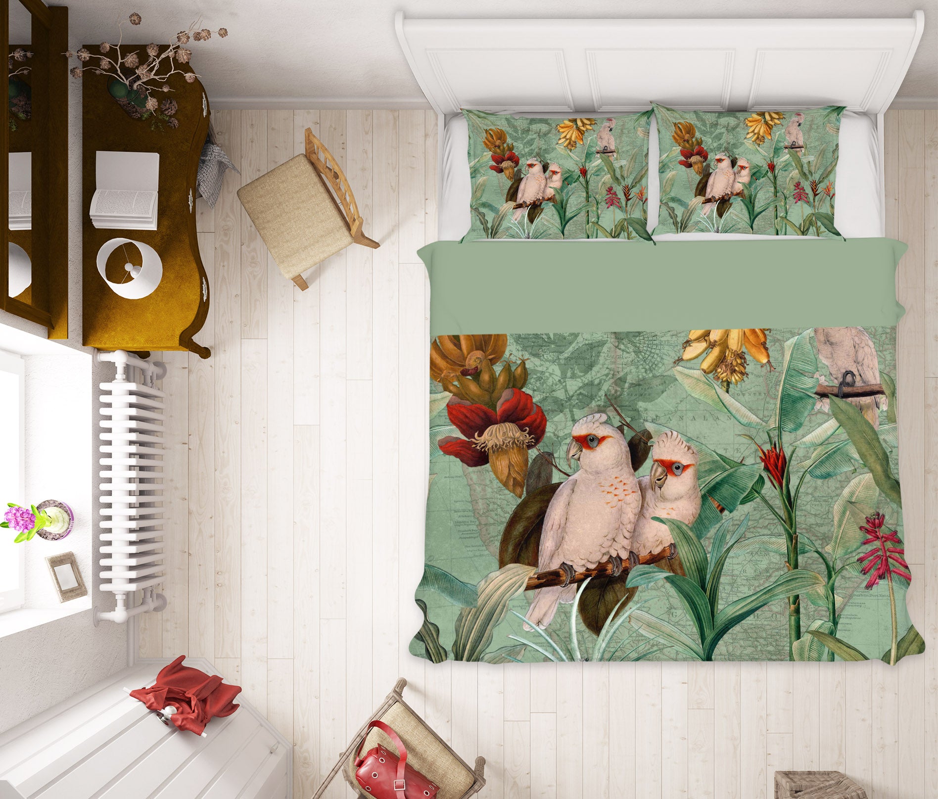 3D Parrot Banana 047 Uta Naumann Bedding Bed Pillowcases Quilt