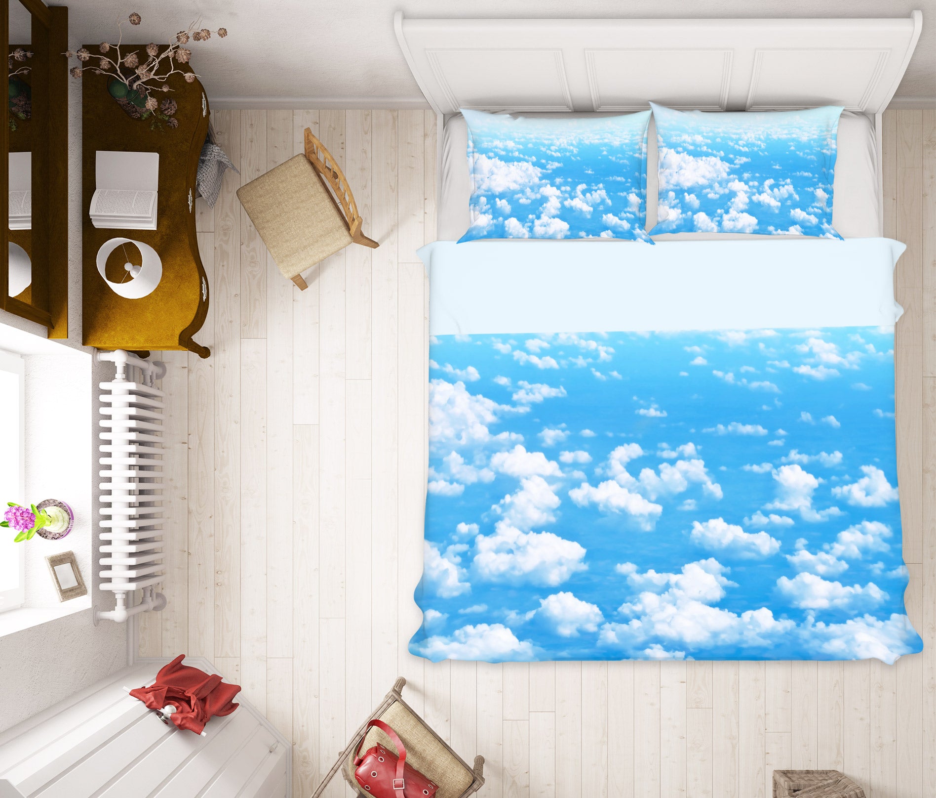 3D Blue Sky White Clouds 13031 Bed Pillowcases Quilt