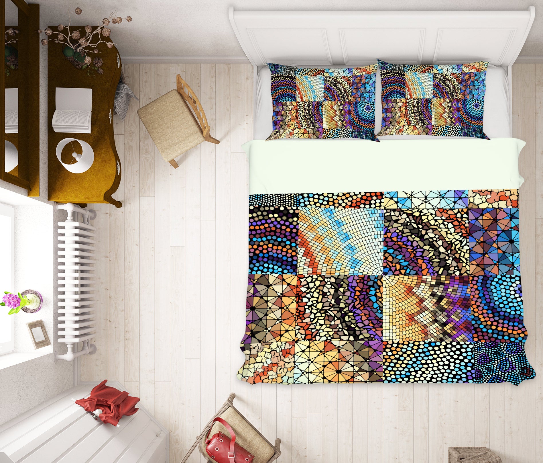 3D Square Pattern 14071 Bed Pillowcases Quilt
