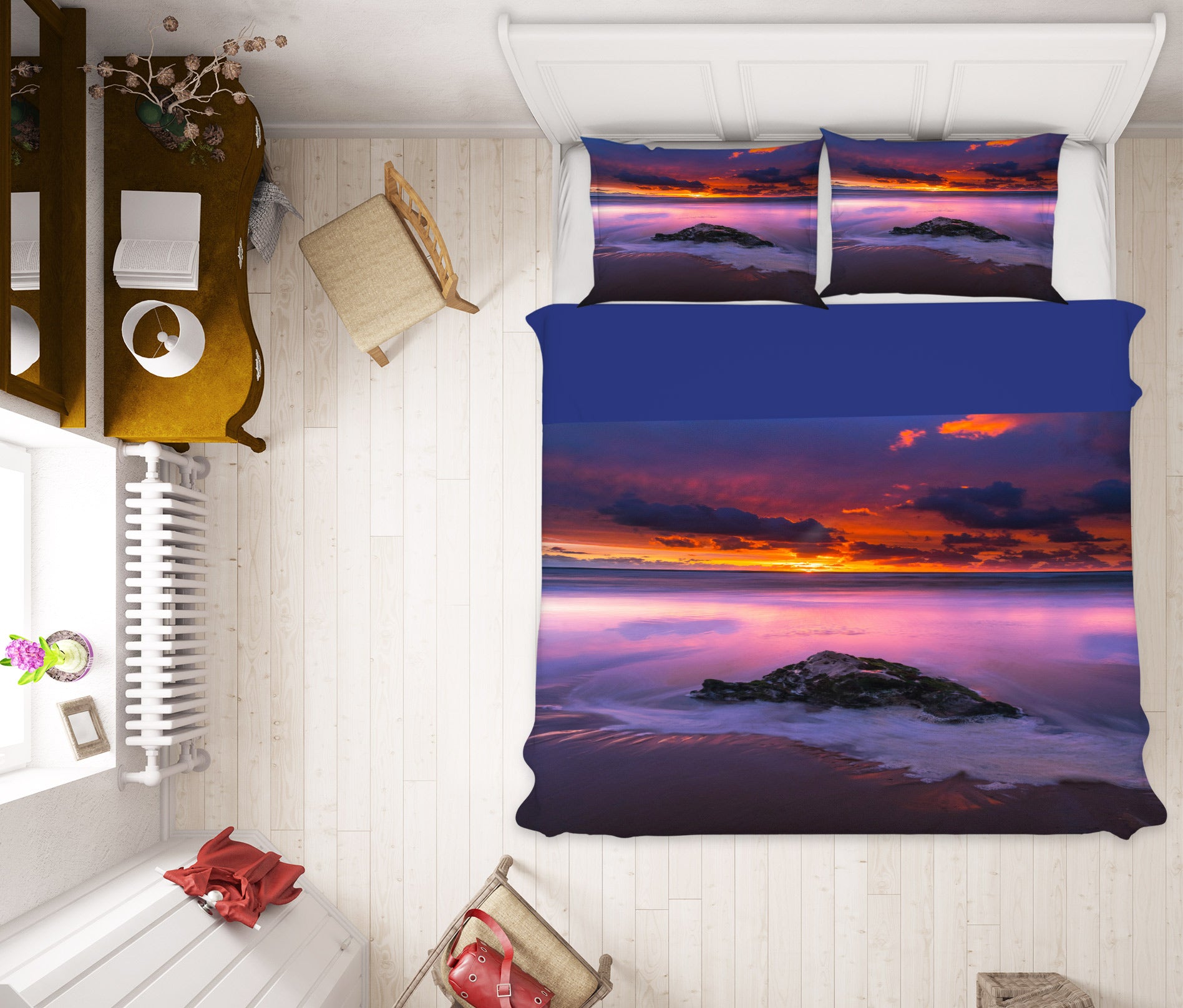 3D Seaside Stones 59113 Bed Pillowcases Quilt