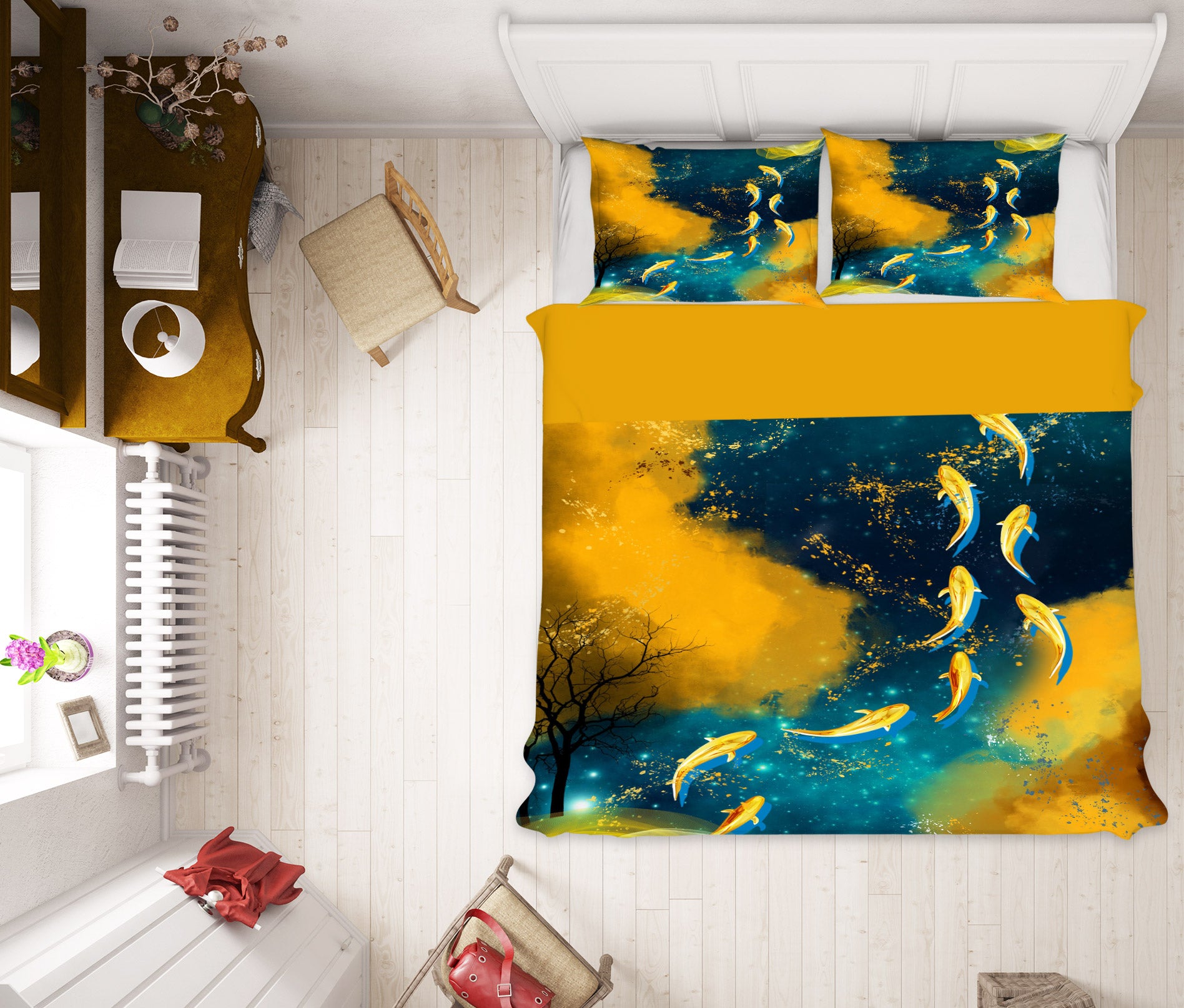 3D Golden Fish 59105 Bed Pillowcases Quilt