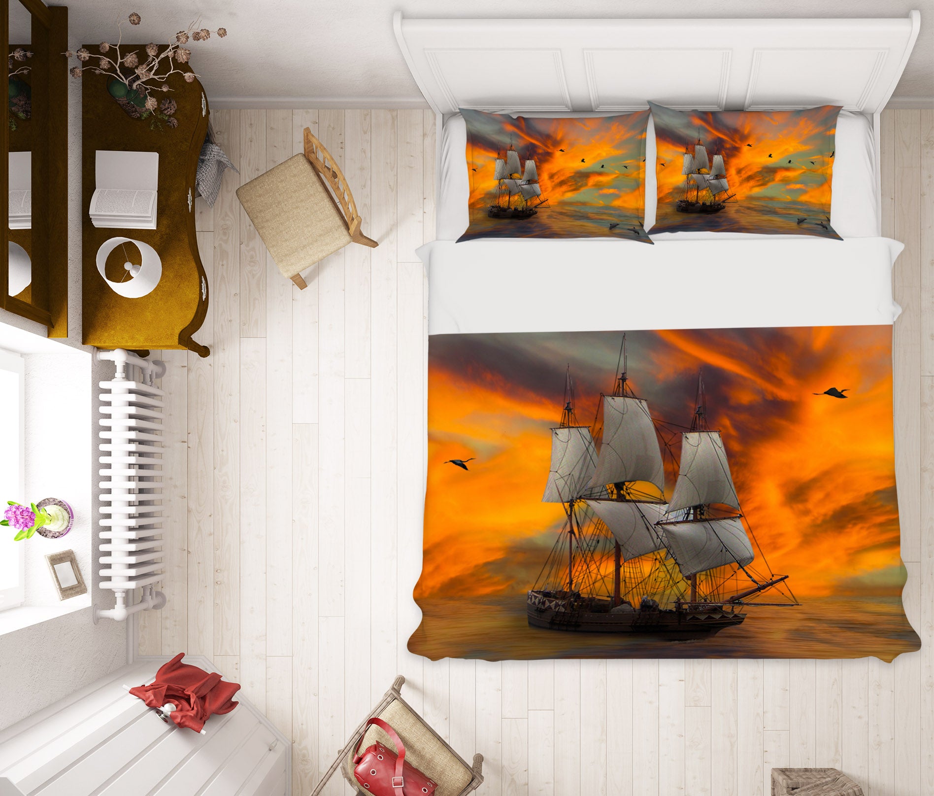 3D Sailboat 19197 Bed Pillowcases Quilt