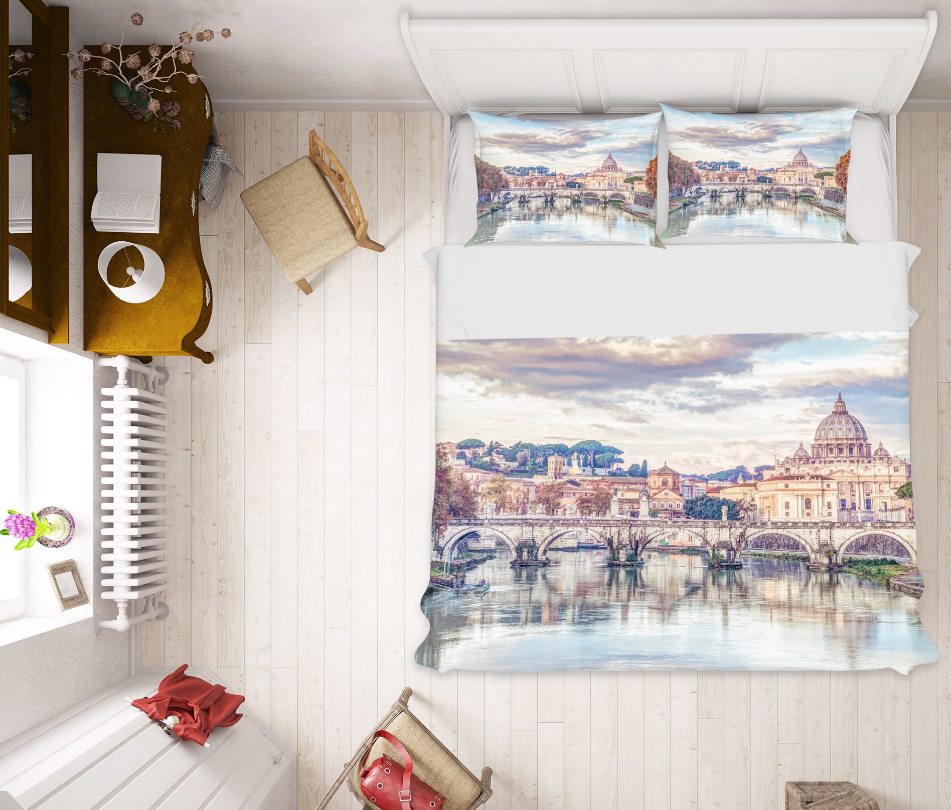 3D Building Bridge Lake 8627 Assaf Frank Bedding Bed Pillowcases Quilt