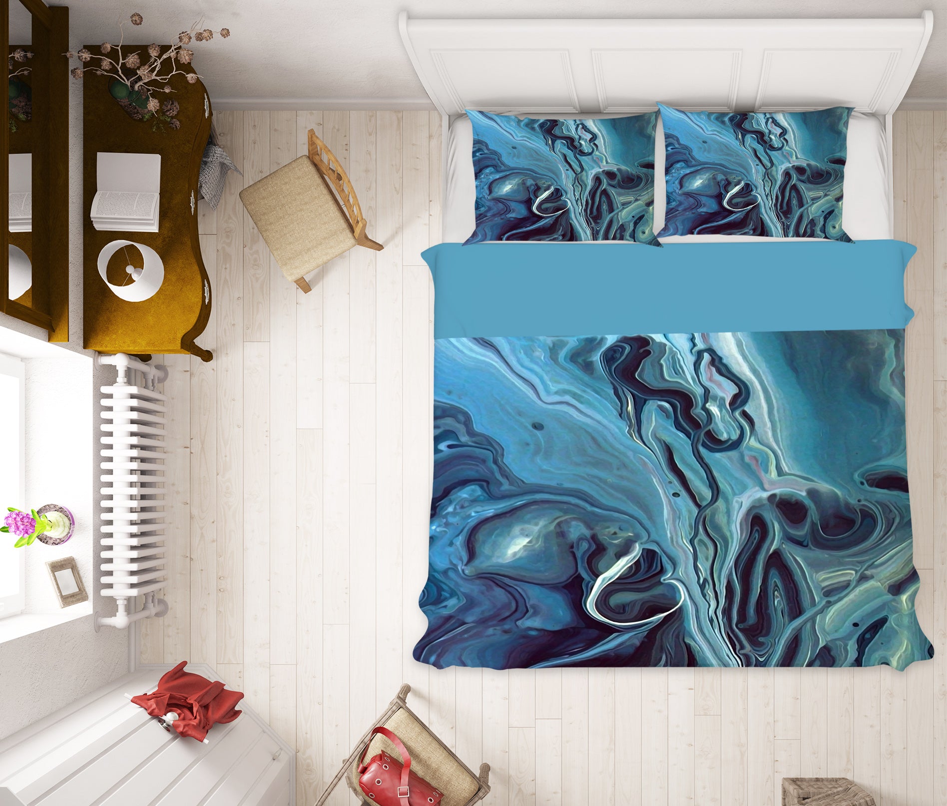 3D Blue Texture 59097 Bed Pillowcases Quilt