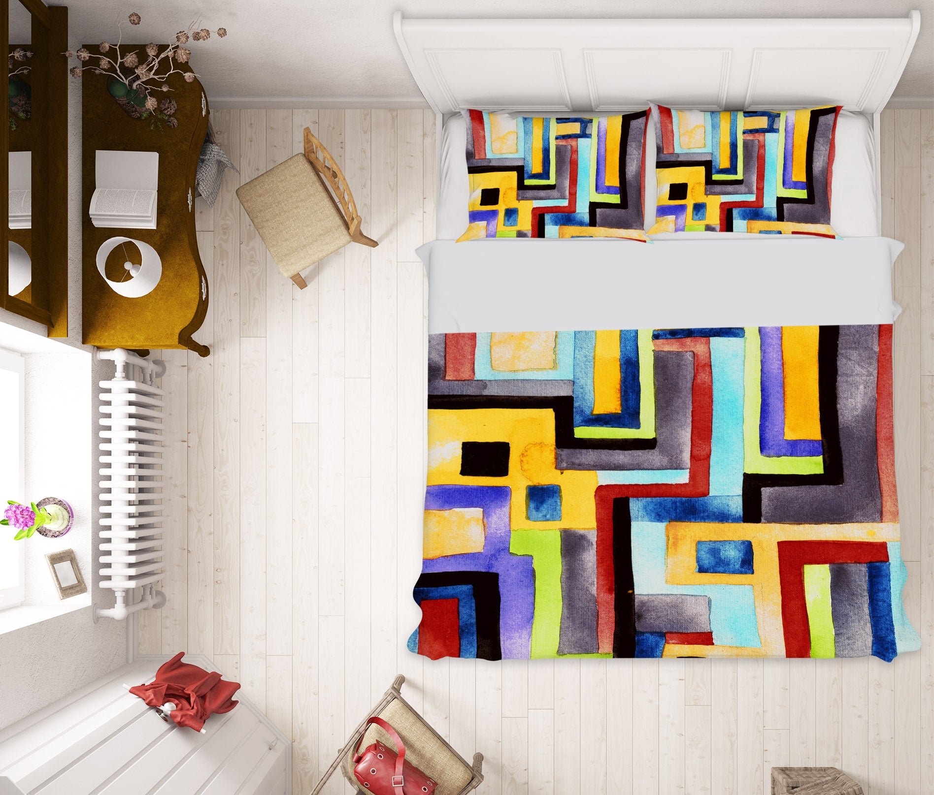 3D Square Pattern 15208 Bed Pillowcases Quilt