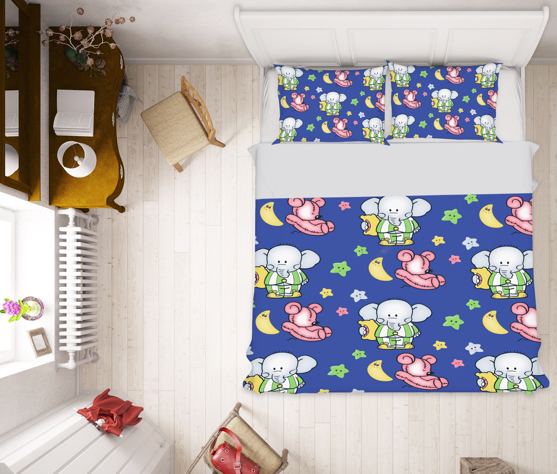 3D Moon Star Elephant Bear 61098 Bed Pillowcases Quilt