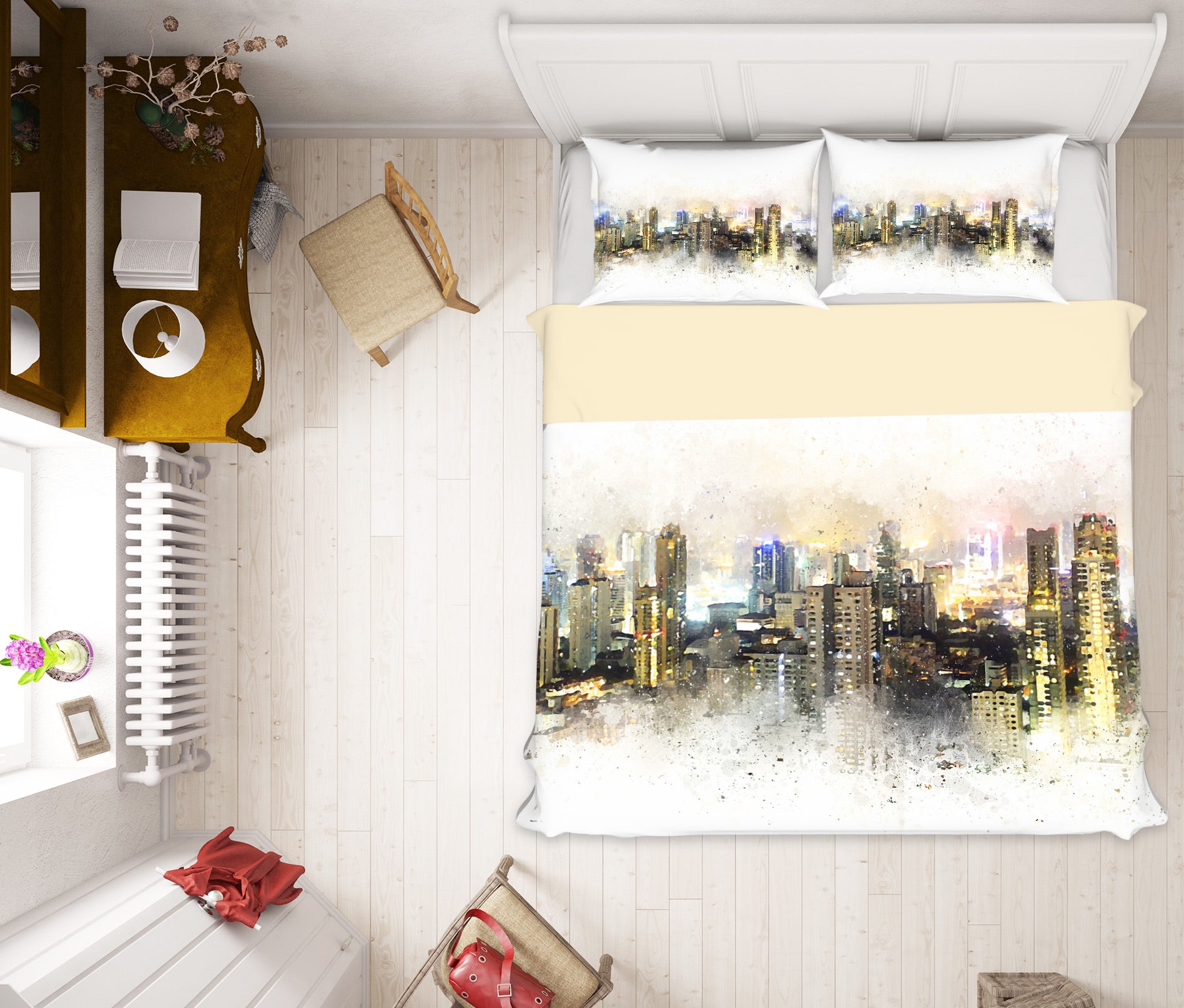 3D City Pattern 056 Bed Pillowcases Quilt