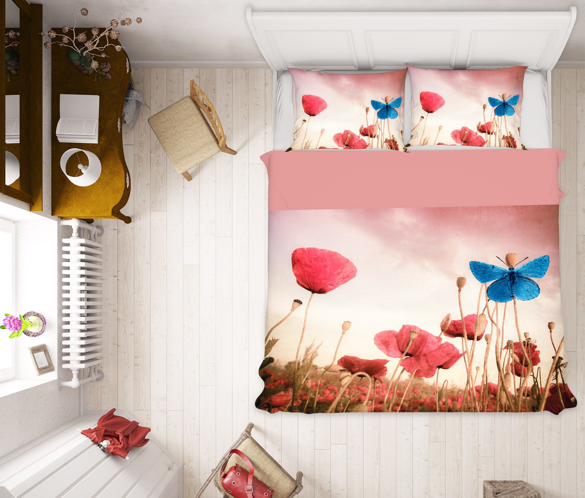 3D Blue Butterfly Flower 132 Marco Carmassi Bedding Bed Pillowcases Quilt