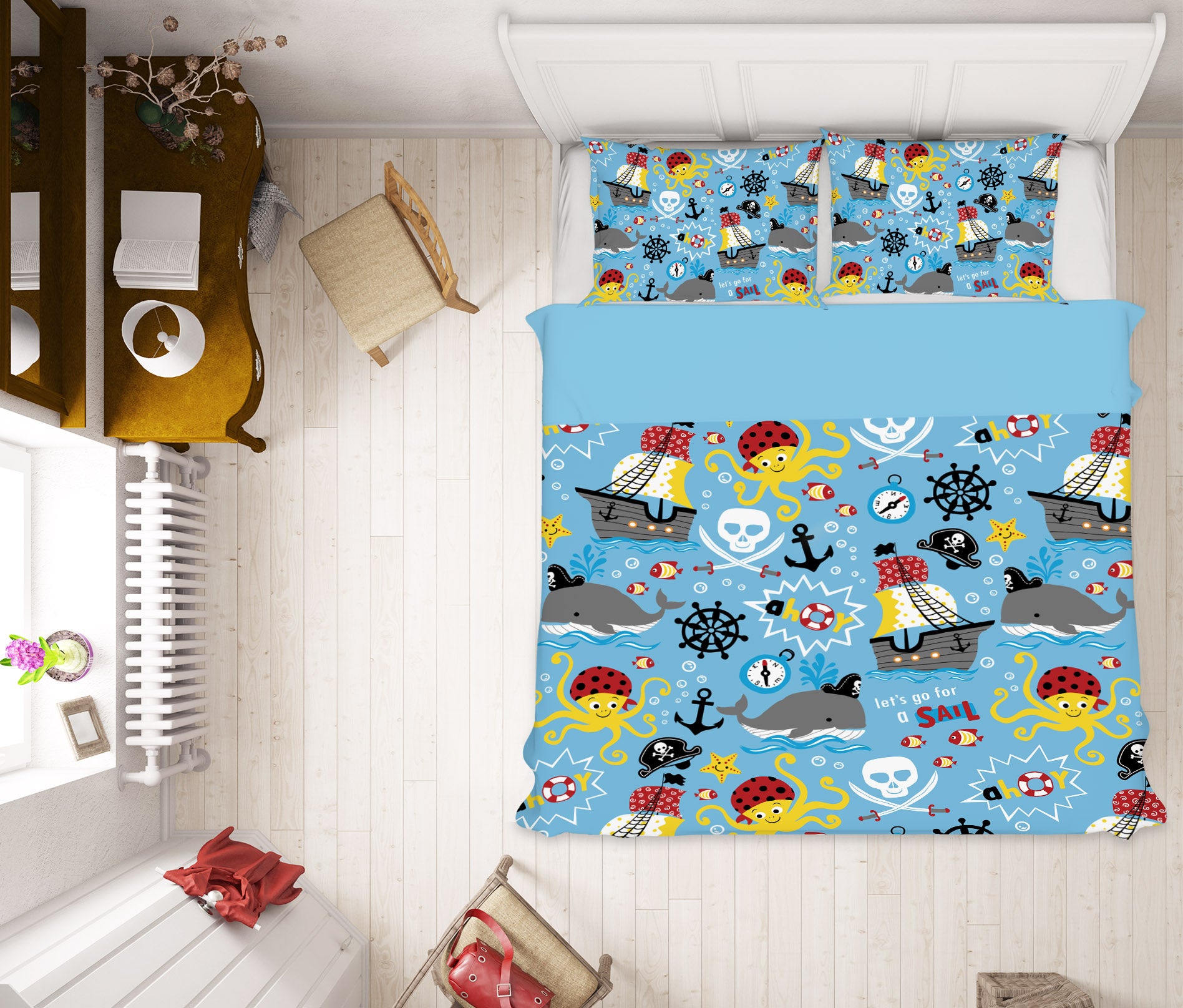 3D Ferry Whale Octopus 61083 Bed Pillowcases Quilt