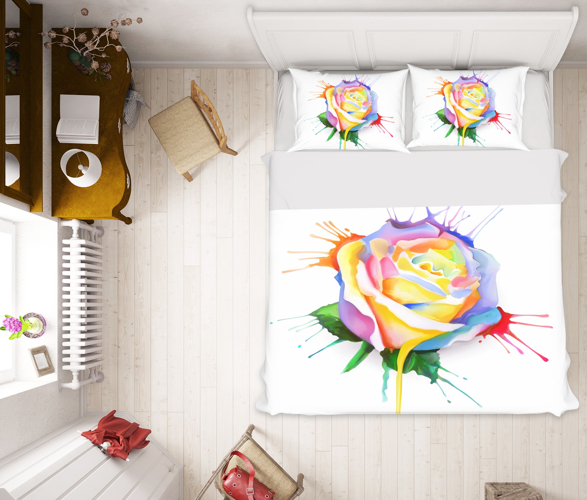 3D Colored Roses 58218 Bed Pillowcases Quilt