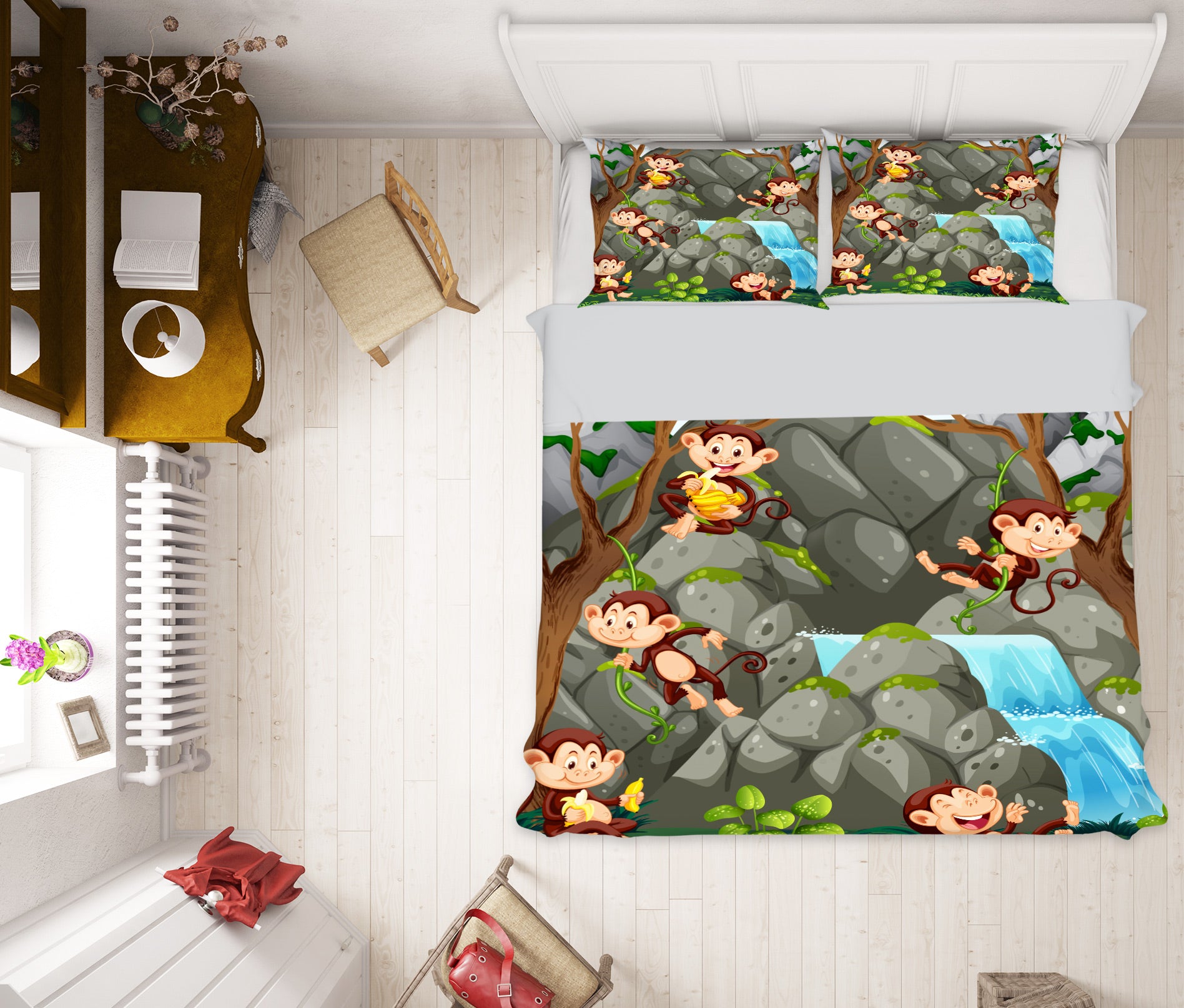 3D Stone Monkey 60059 Bed Pillowcases Quilt