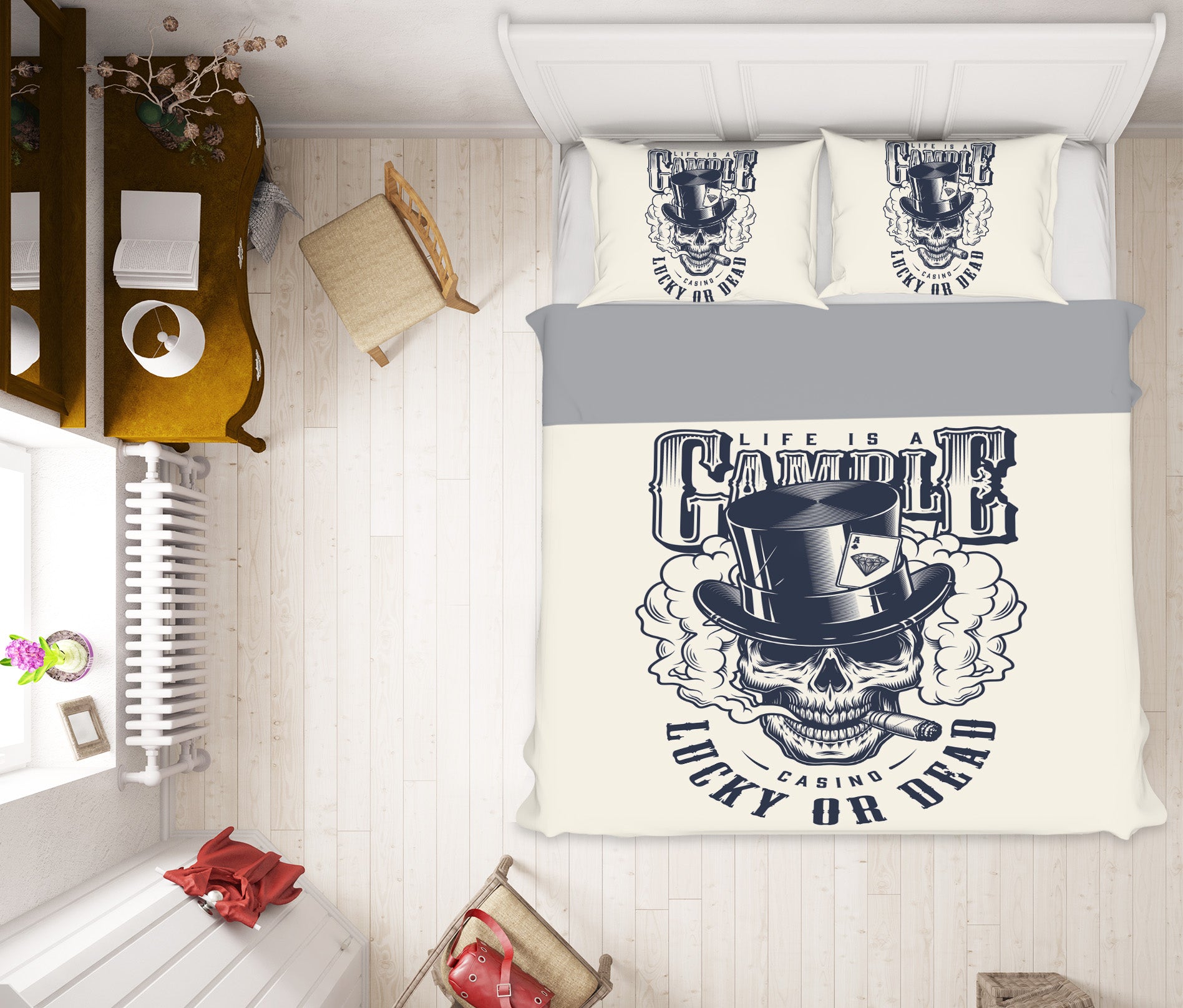 3D Skull Cigarette 61079 Bed Pillowcases Quilt