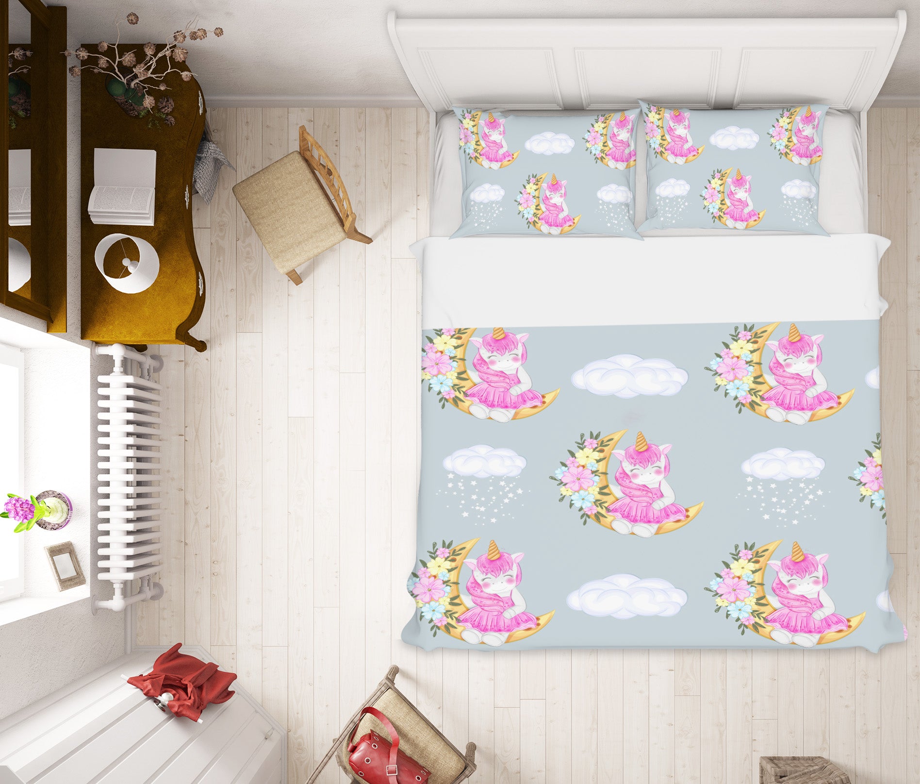 3D Flower Moon Unicorn 61118 Bed Pillowcases Quilt