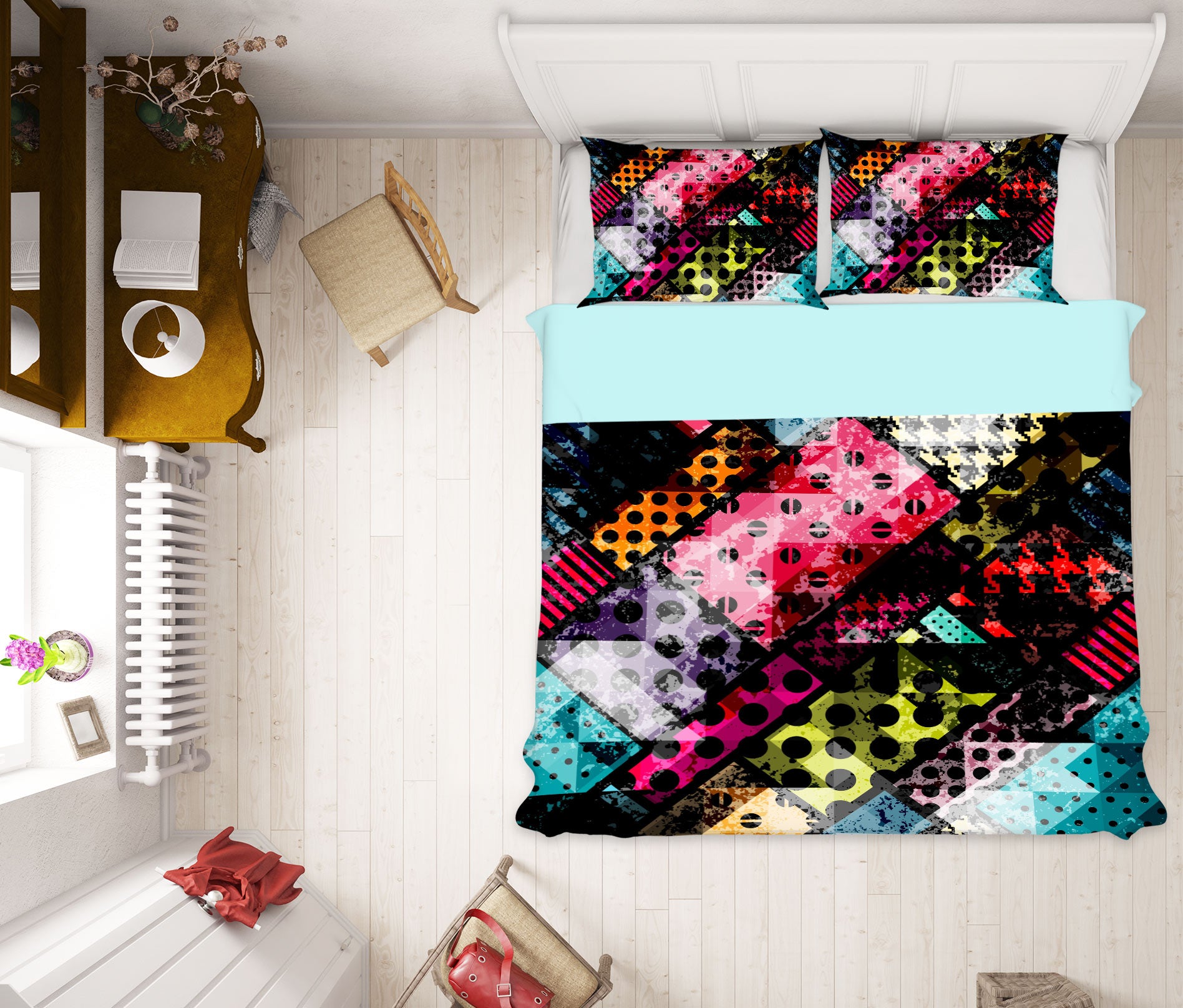 3D Square Color 13201 Bed Pillowcases Quilt