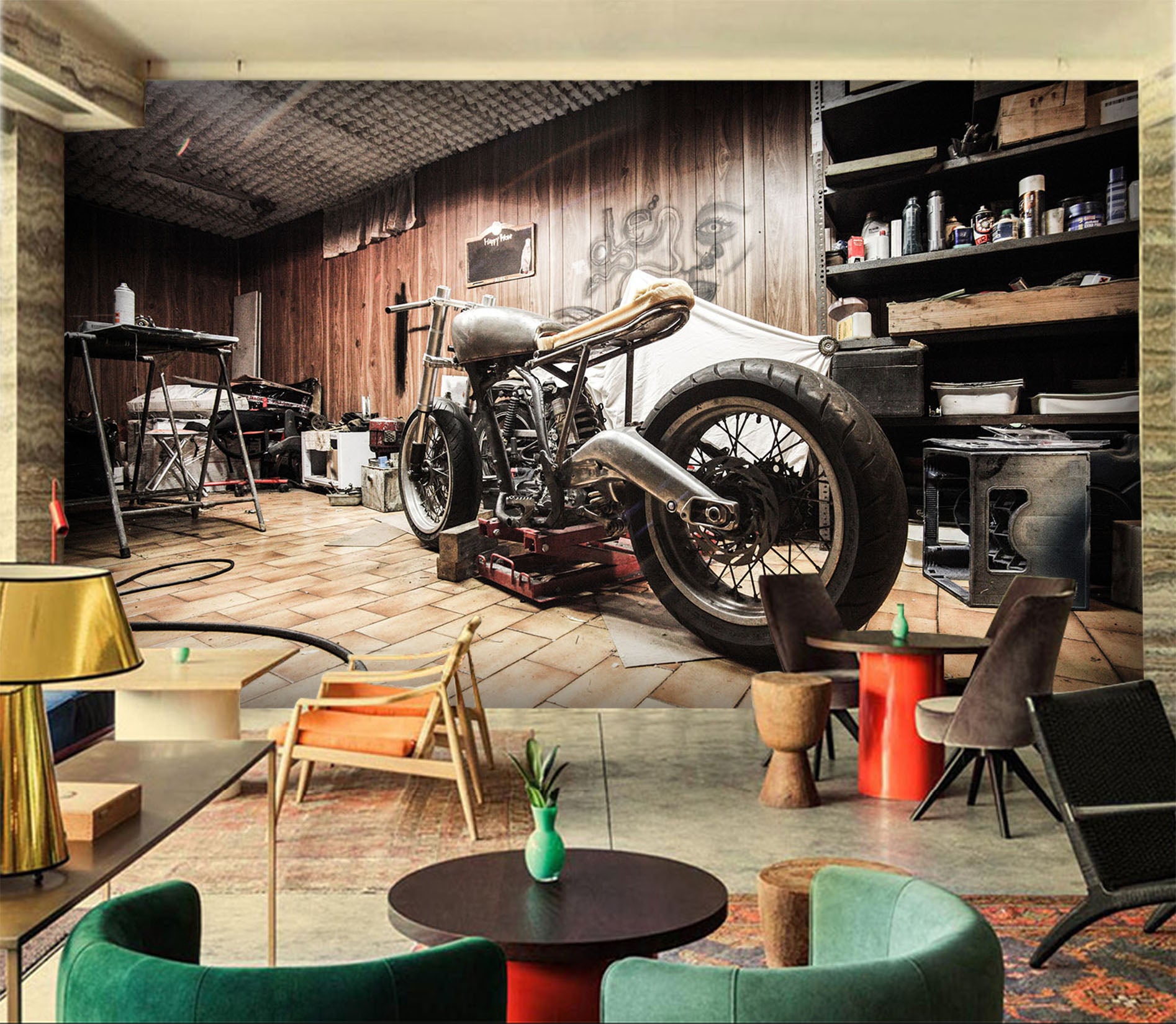 3D Motorbike Tool Room 120 Vehicle Wall Murals