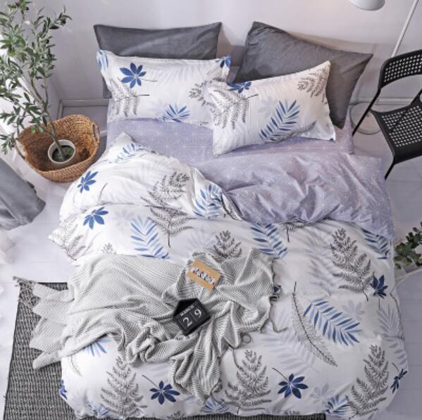 3D Blue Gray Leaves 4027 Bed Pillowcases Quilt