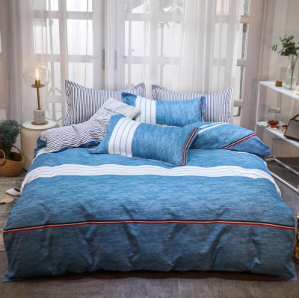 3D Blue And White Stitching 5187 Bed Pillowcases Quilt