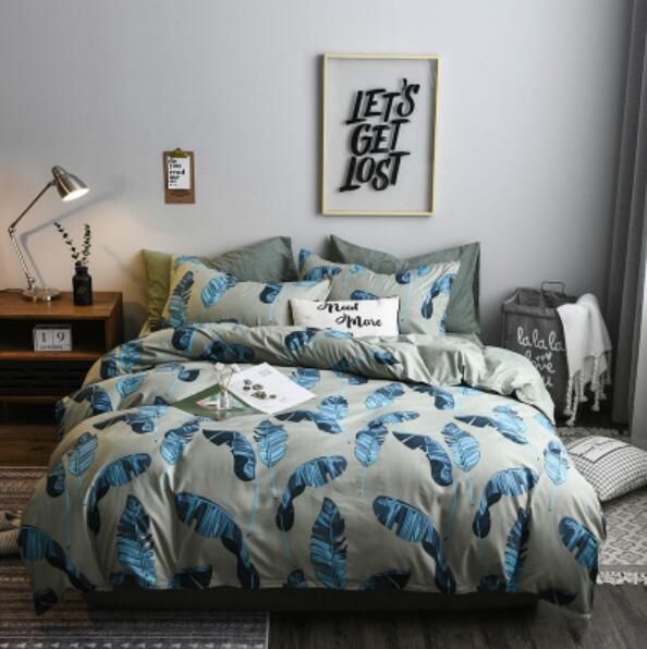 3D Green Feather 4015 Bed Pillowcases Quilt